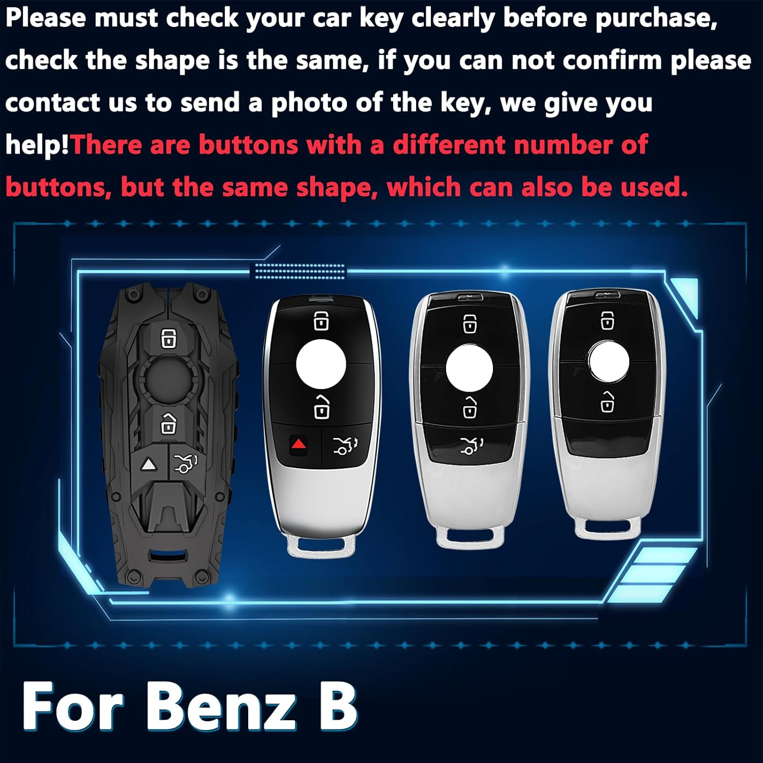 Key Fob Cover For Benz,Metal-Mecha