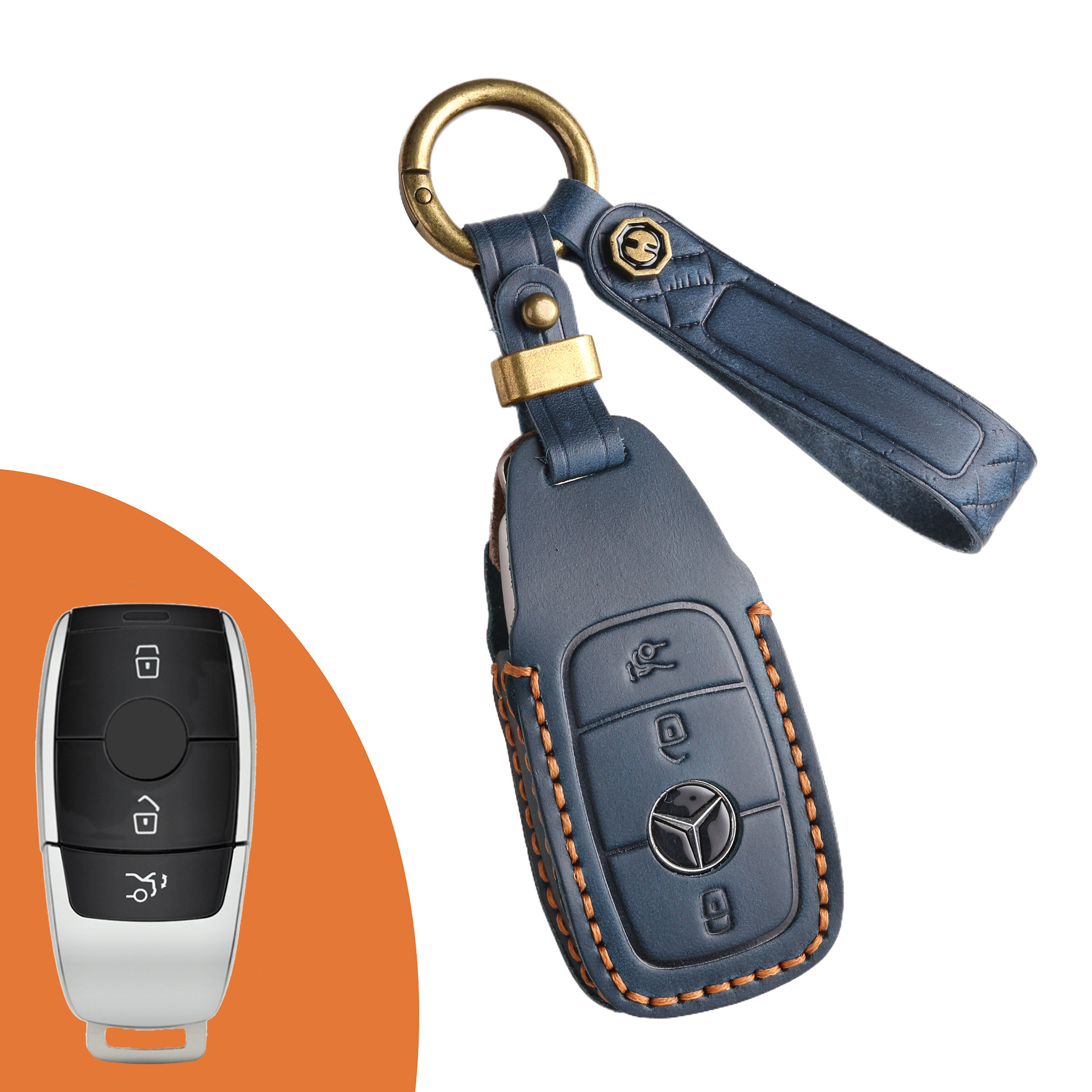 Key Fob Cover For Benz,Crazy Horse Leather