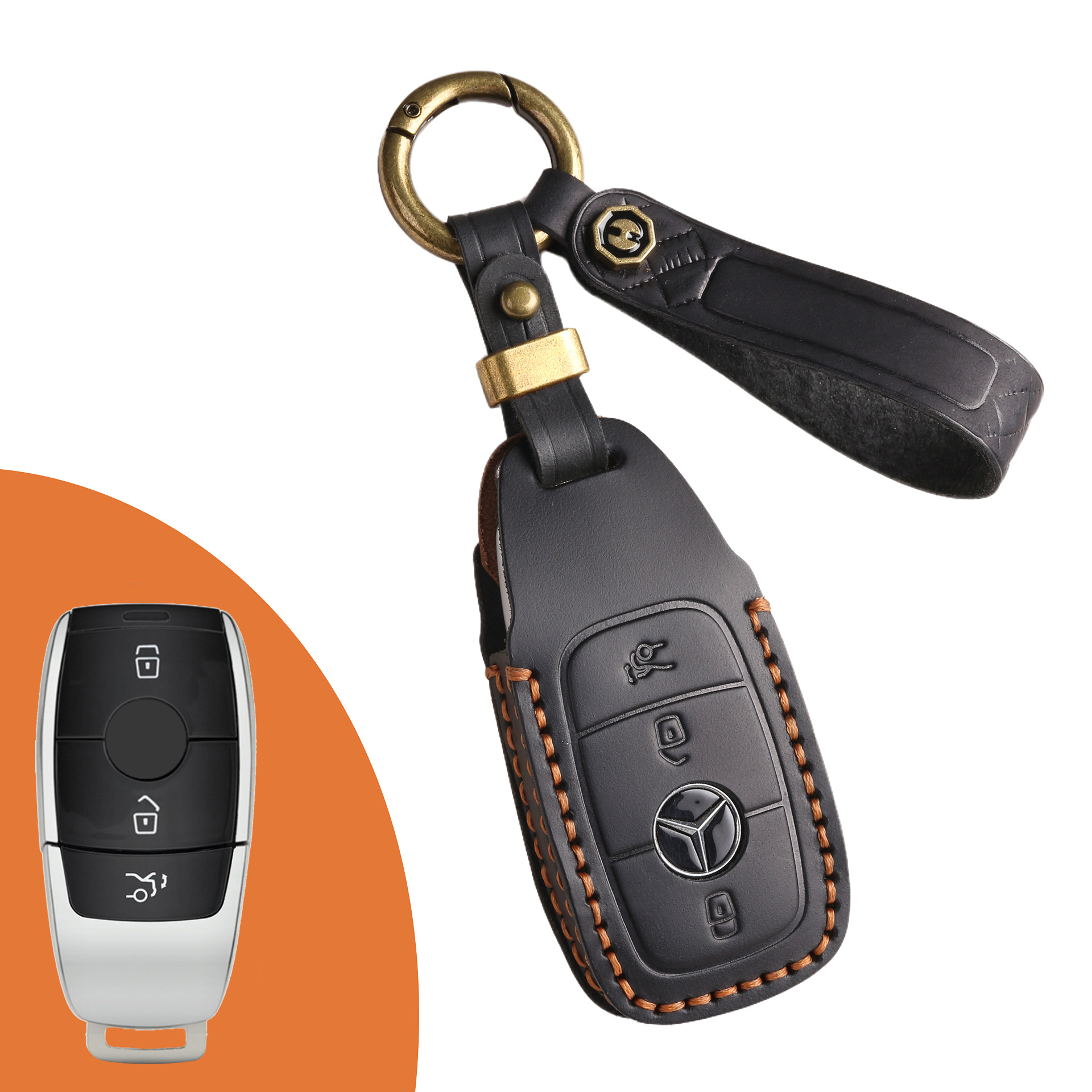 Key Fob Cover For Benz,Crazy Horse Leather