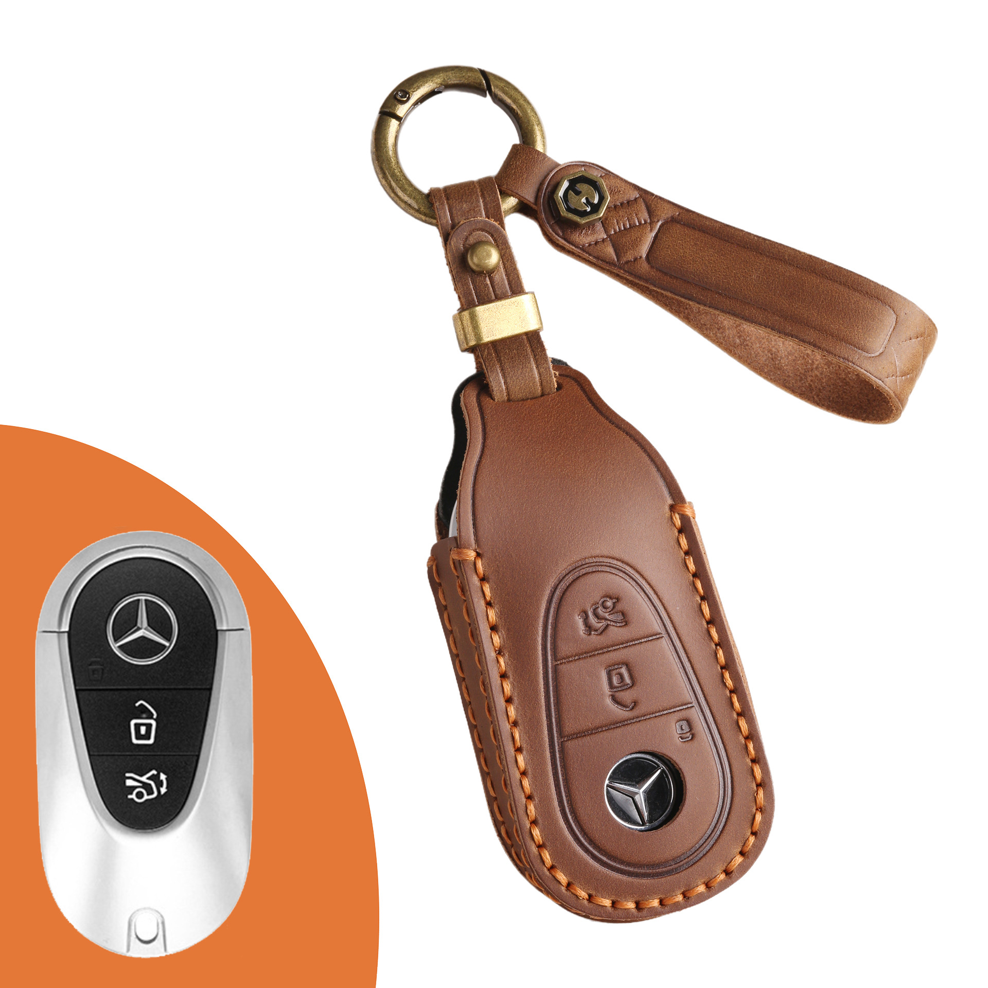 Key Fob Cover For Mercedes Benz,Crazy Horse Leather