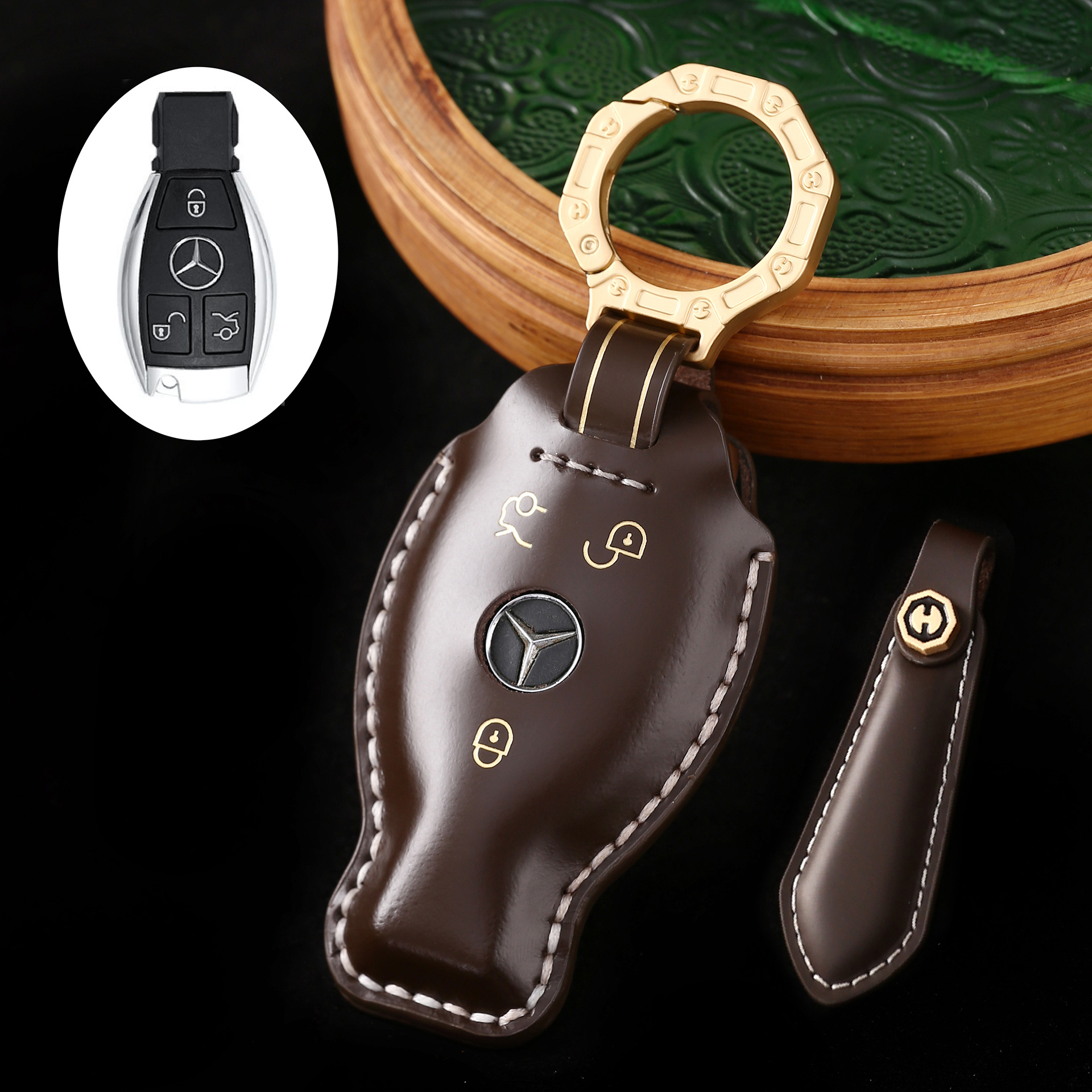 Key Fob Cover For Mercedes,Cordovan Leather