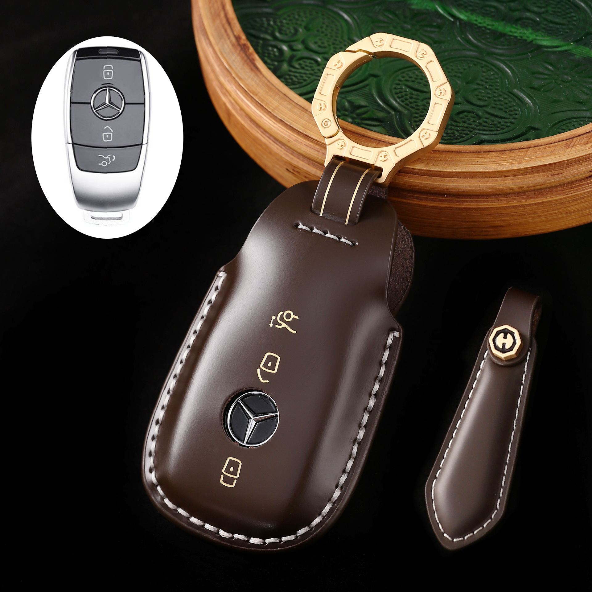 Key Fob Cover For Benz,Cordovan Leather