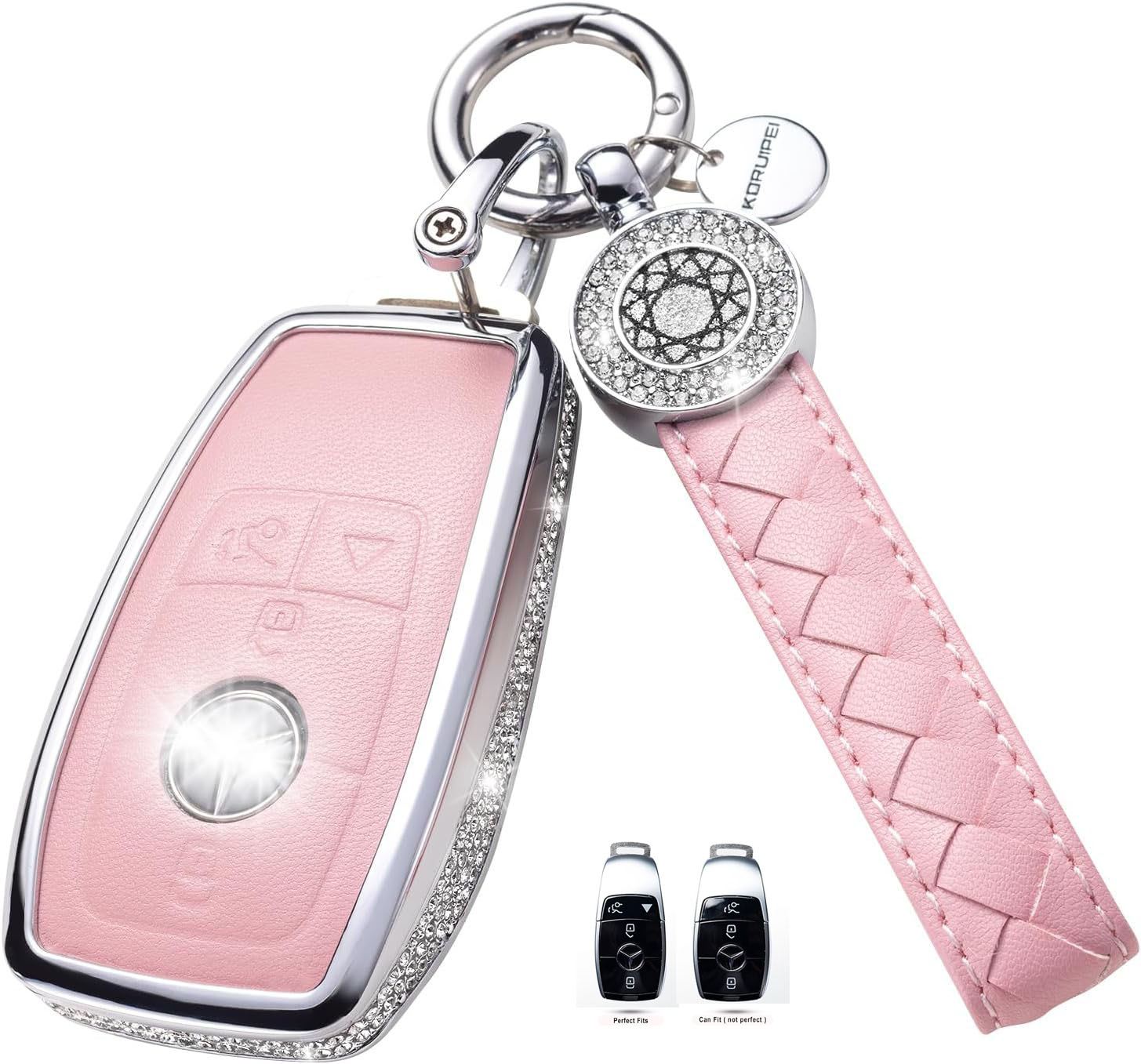 Key Fob Cover For Mercedes BENZ Metal-Diamond, Pink
