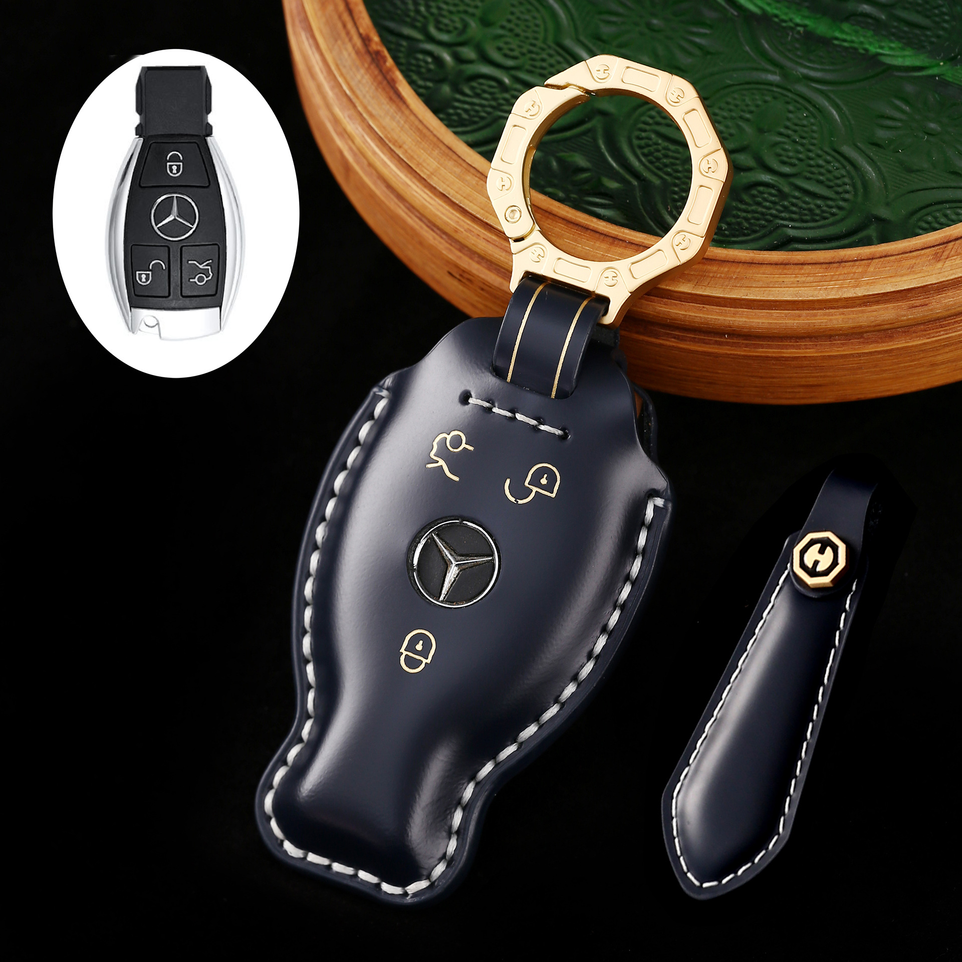 Key Fob Cover For Mercedes,Cordovan Leather