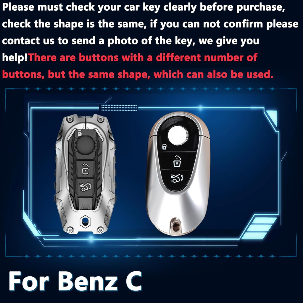 Key Fob Cover For Mercedes Benz,Metal-Mecha