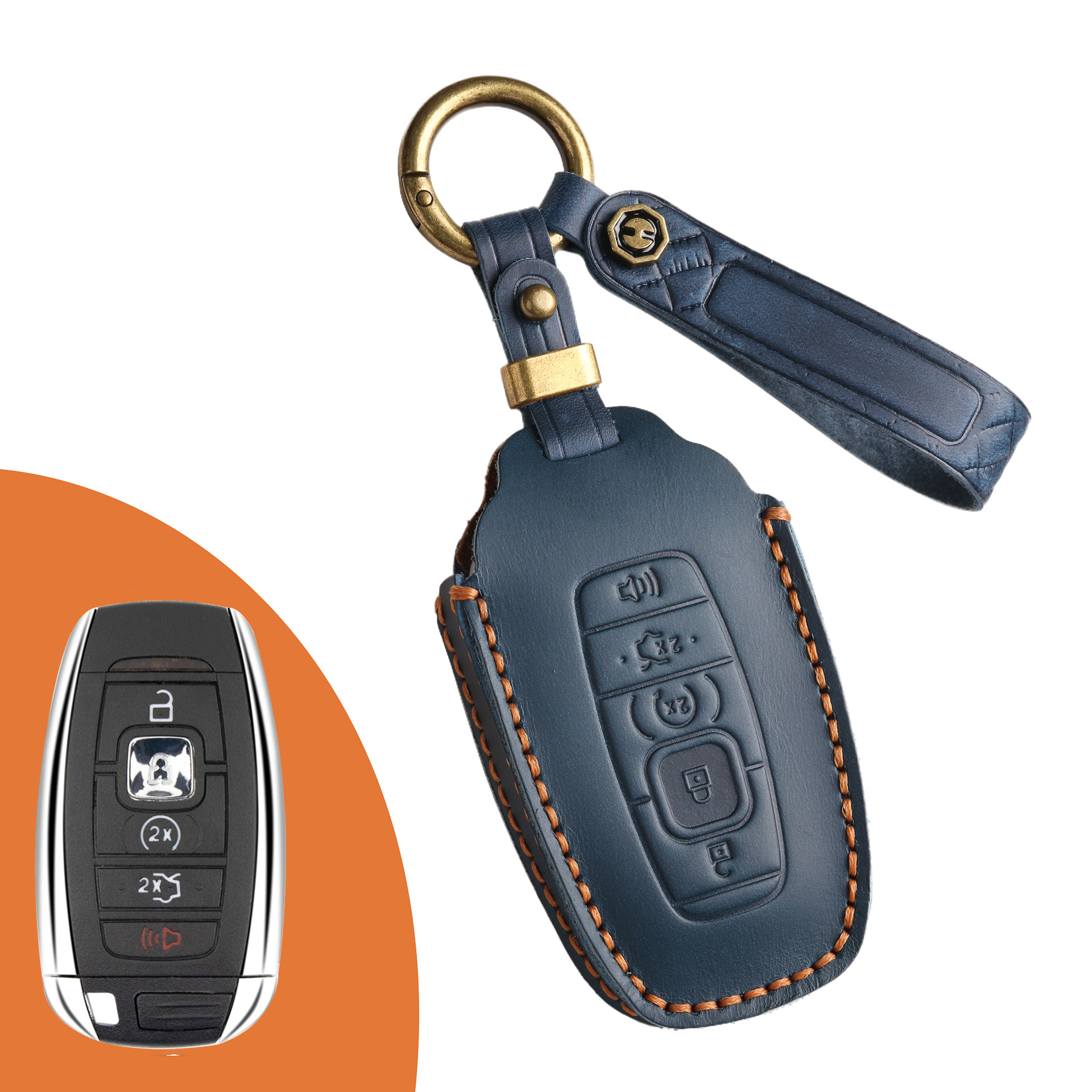 Key Fob Cover For Lincoln,Crazy Horse Leather