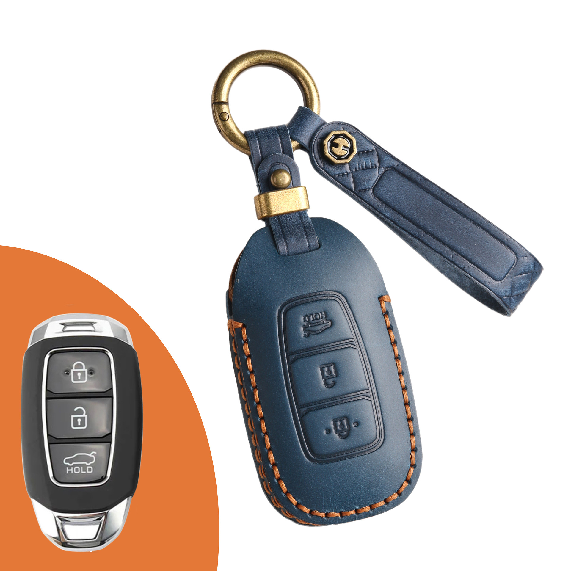 Key Fob Cover For Hyundai Elantra,Crazy Horse Leather
