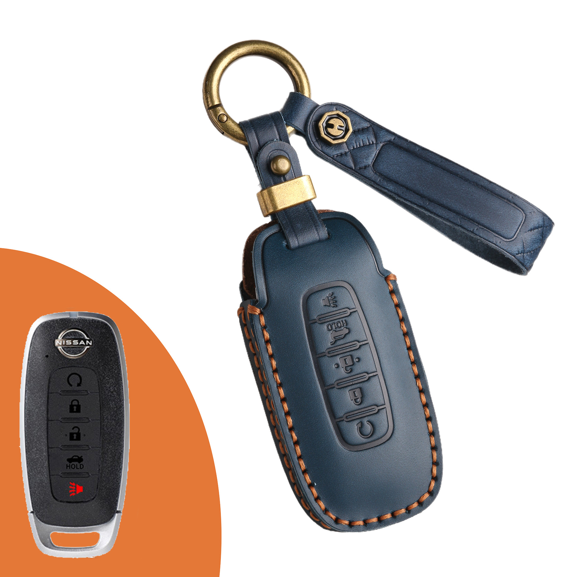 Key Fob Cover For Nissan Teana,Crazy Horse Leather