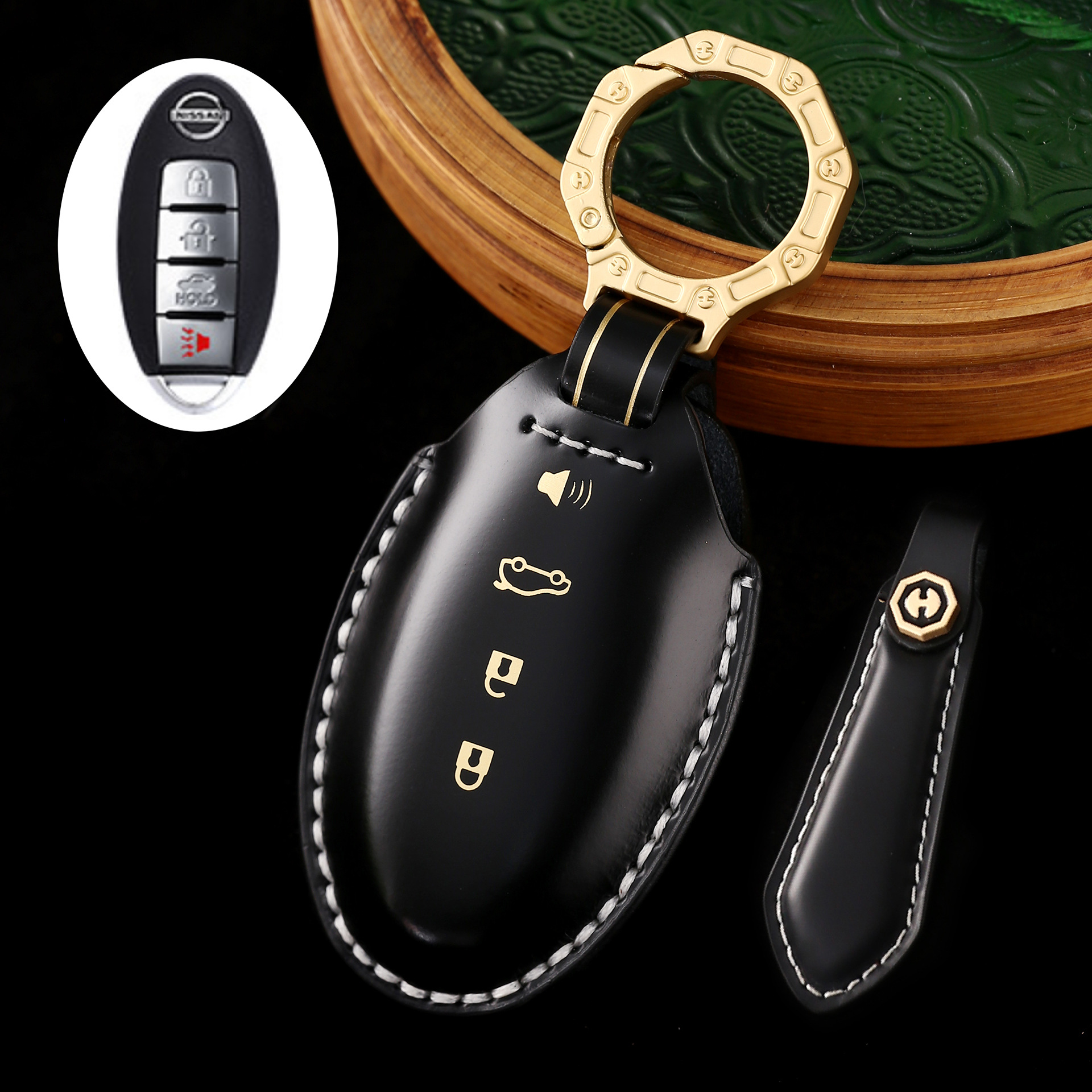 Key Fob Cover For Nissan,Cordovan Leather