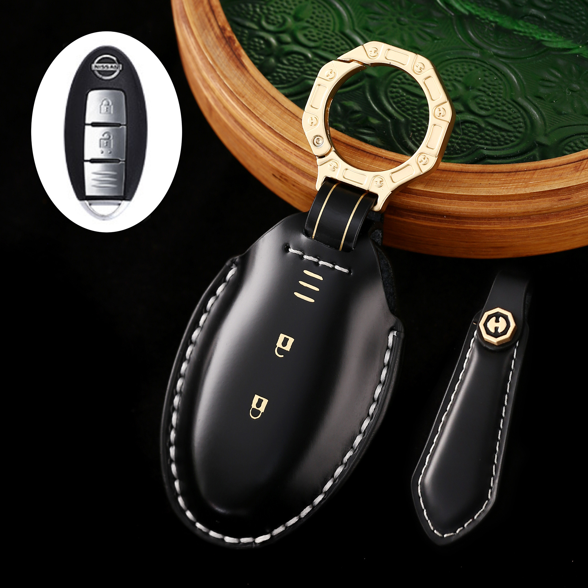Key Fob Cover For Nissan,Cordovan Leather