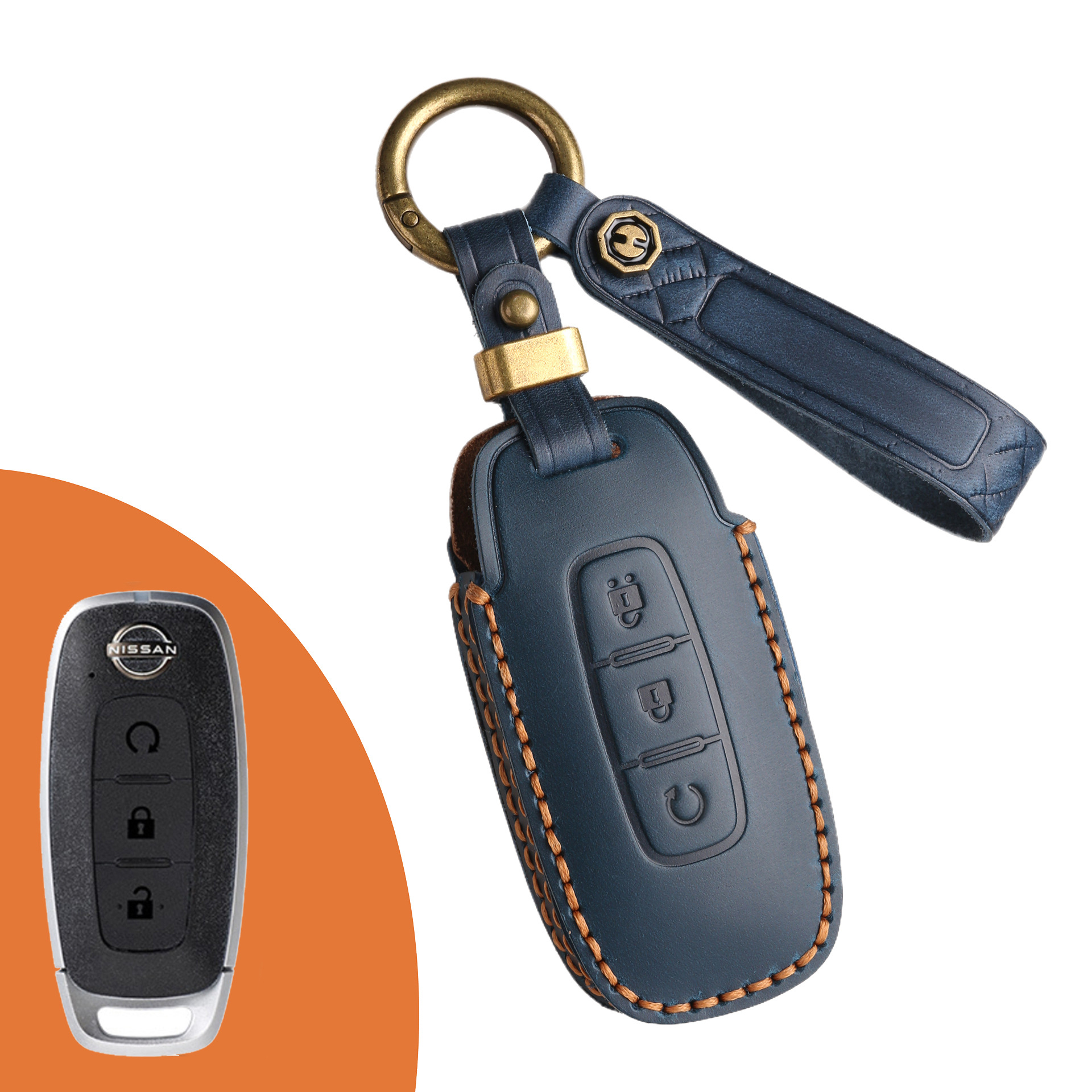 Key Fob Cover For Nissan Teana,Crazy Horse Leather
