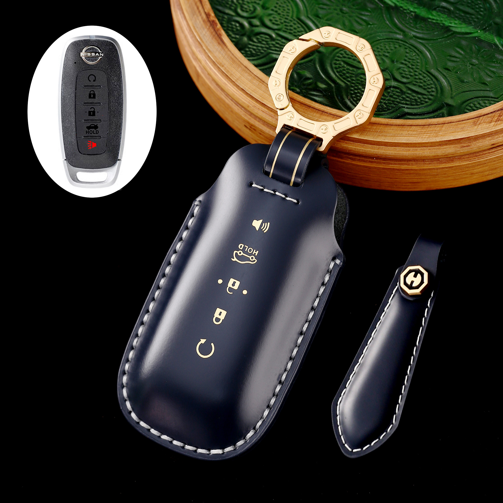 Key Fob Cover For Nissan Teana,Cordovan Leather