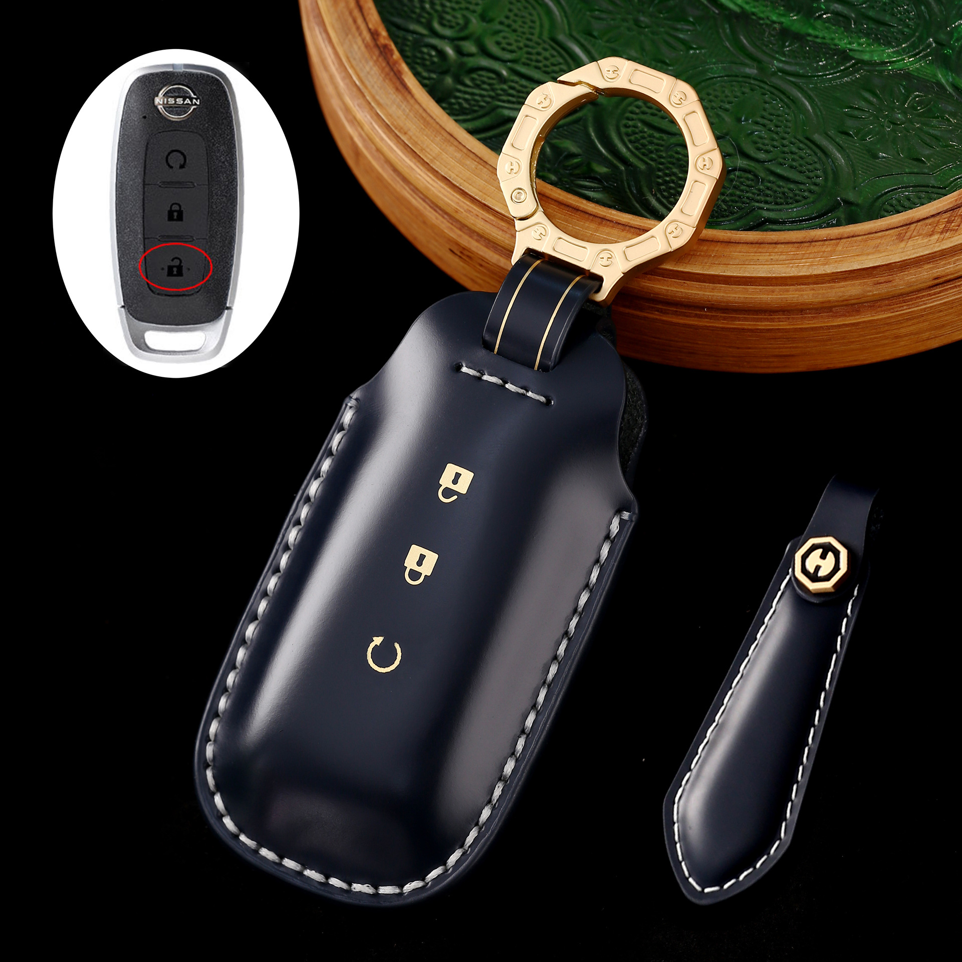 Key Fob Cover For Nissan Teana,Cordovan Leather