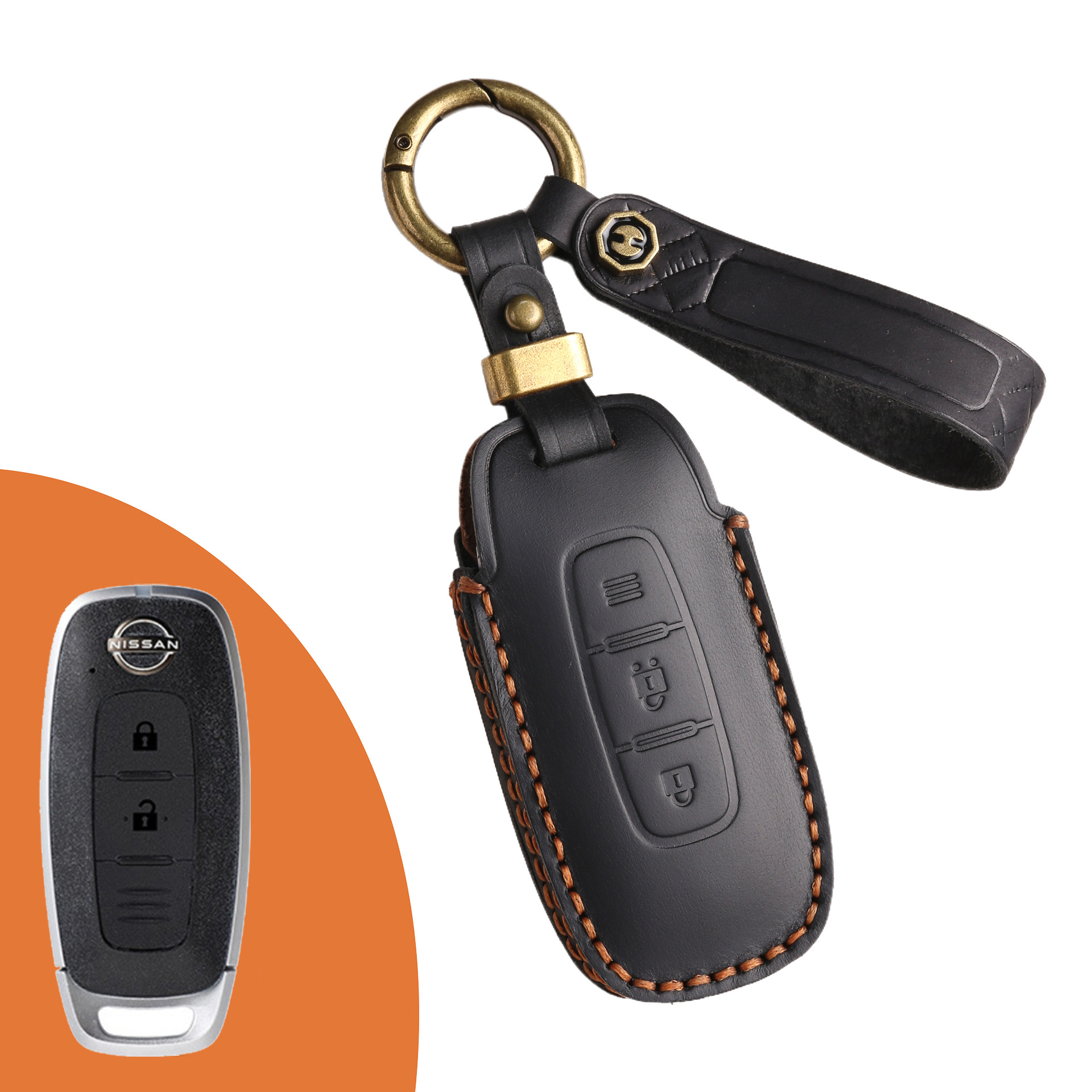 Key Fob Cover For Nissan Teana,Crazy Horse Leather