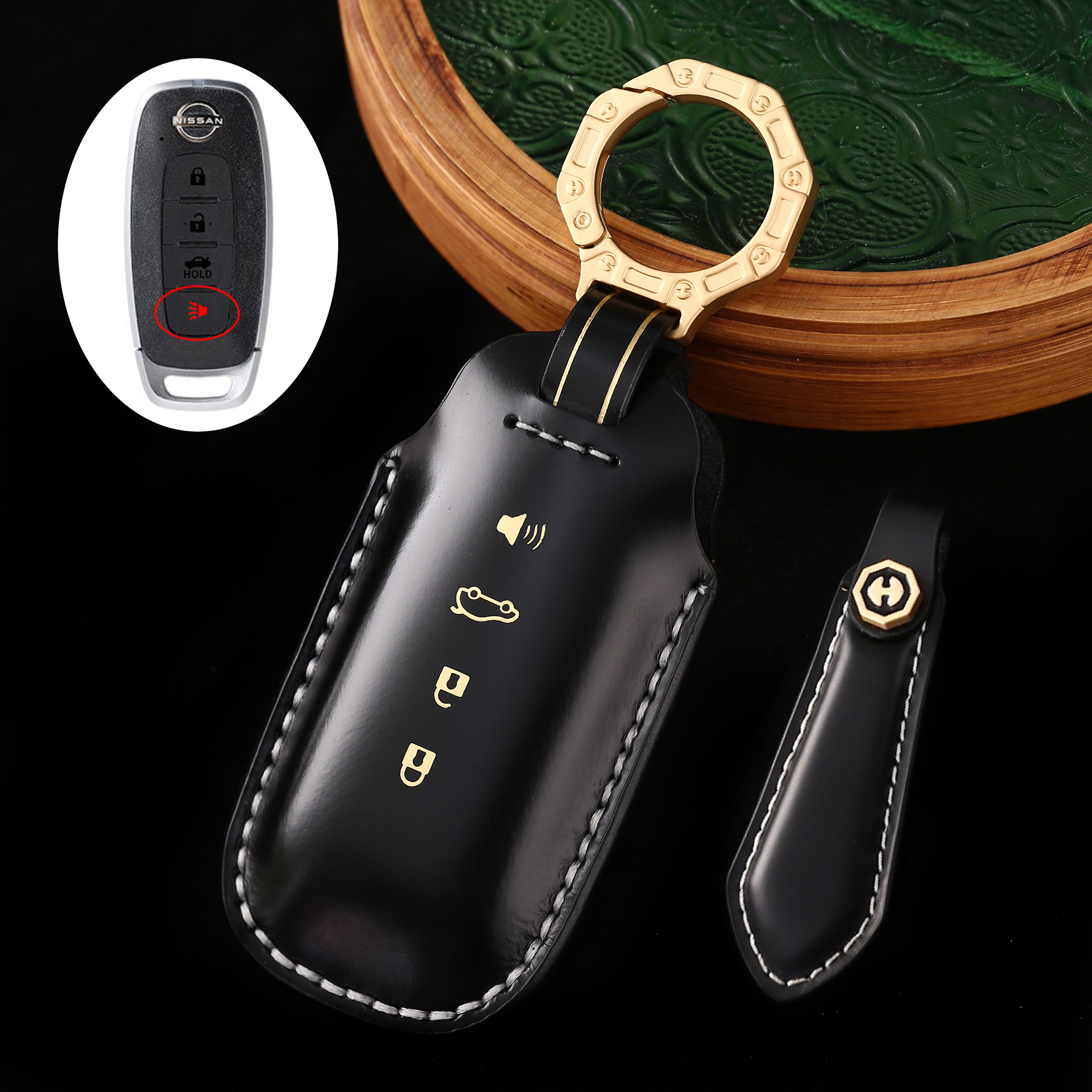 Key Fob Cover For Nissan Teana,Cordovan Leather