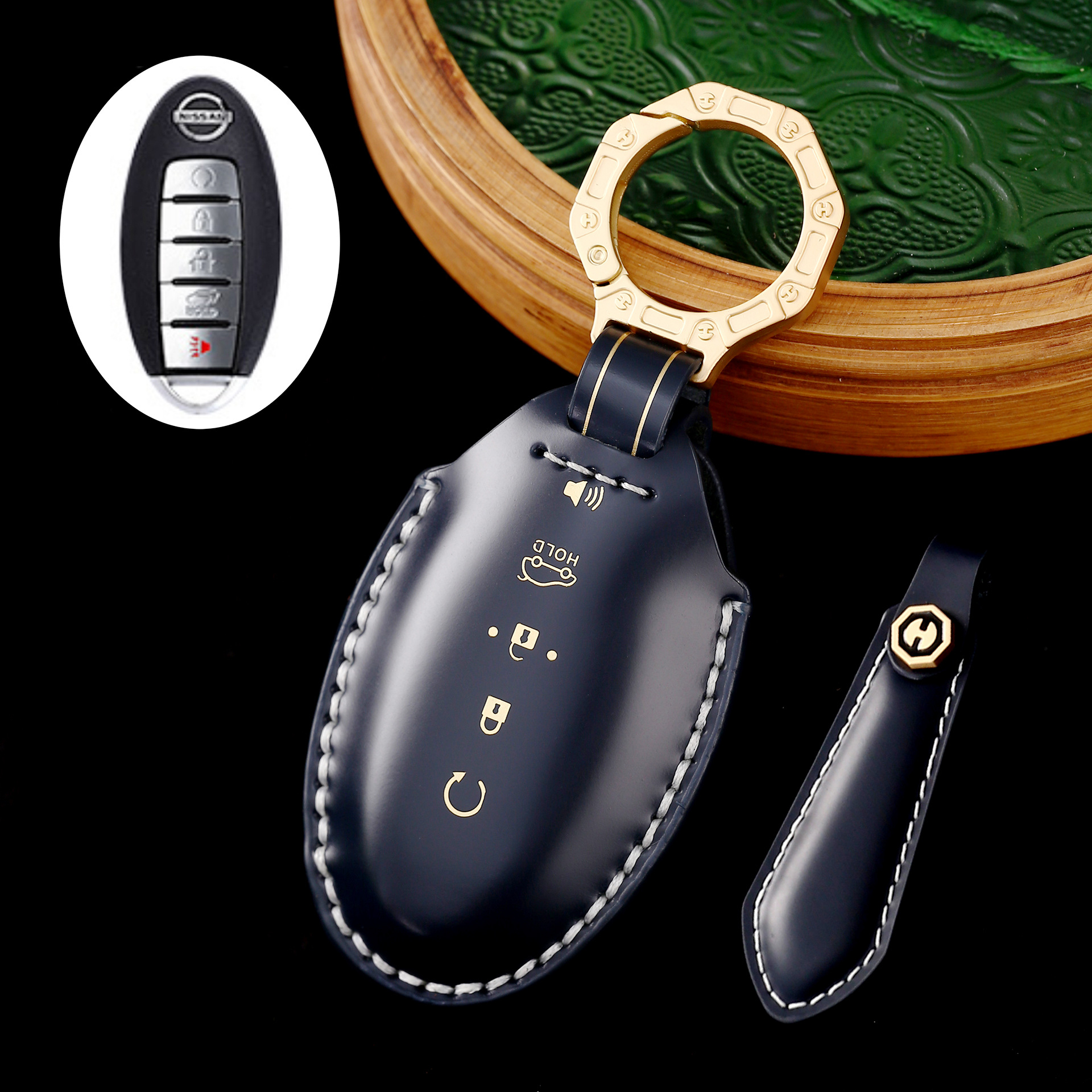 Key Fob Cover For Nissan,Cordovan Leather