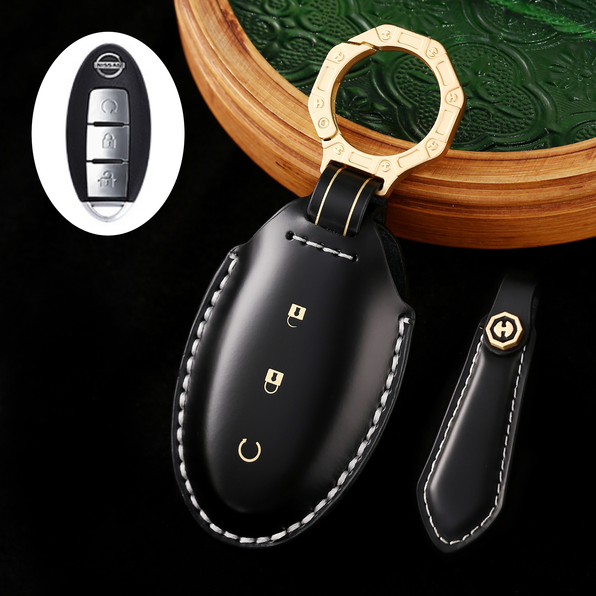 Key Fob Cover For Nissan,Cordovan Leather