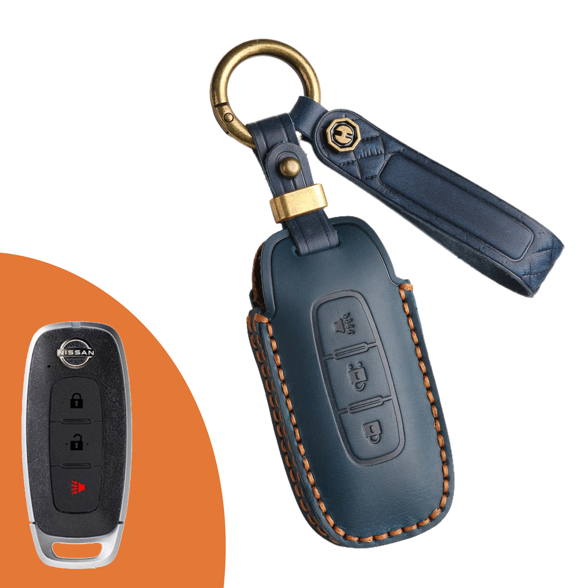 Key Fob Cover For Nissan Teana,Crazy Horse Leather