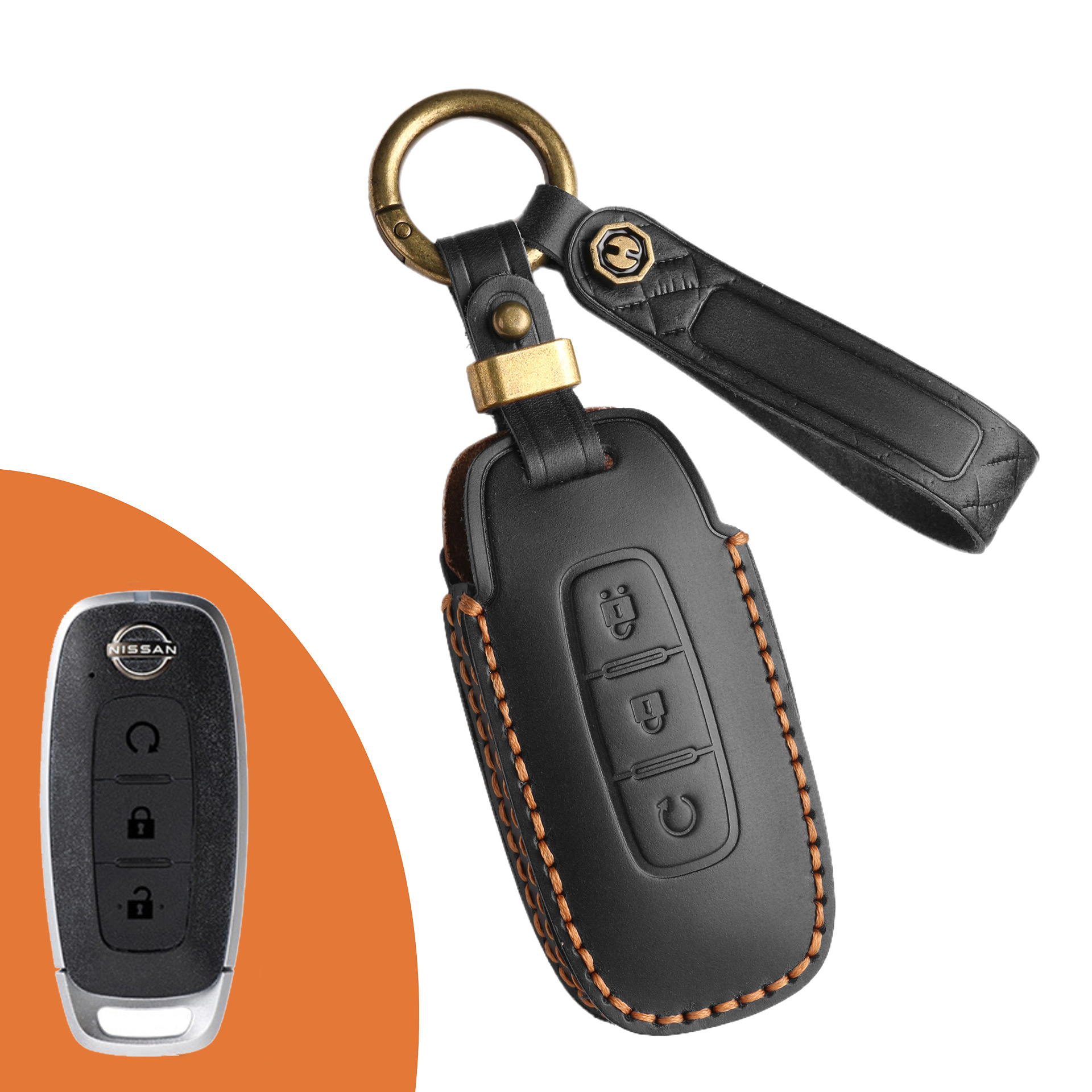 Key Fob Cover For Nissan Teana,Crazy Horse Leather