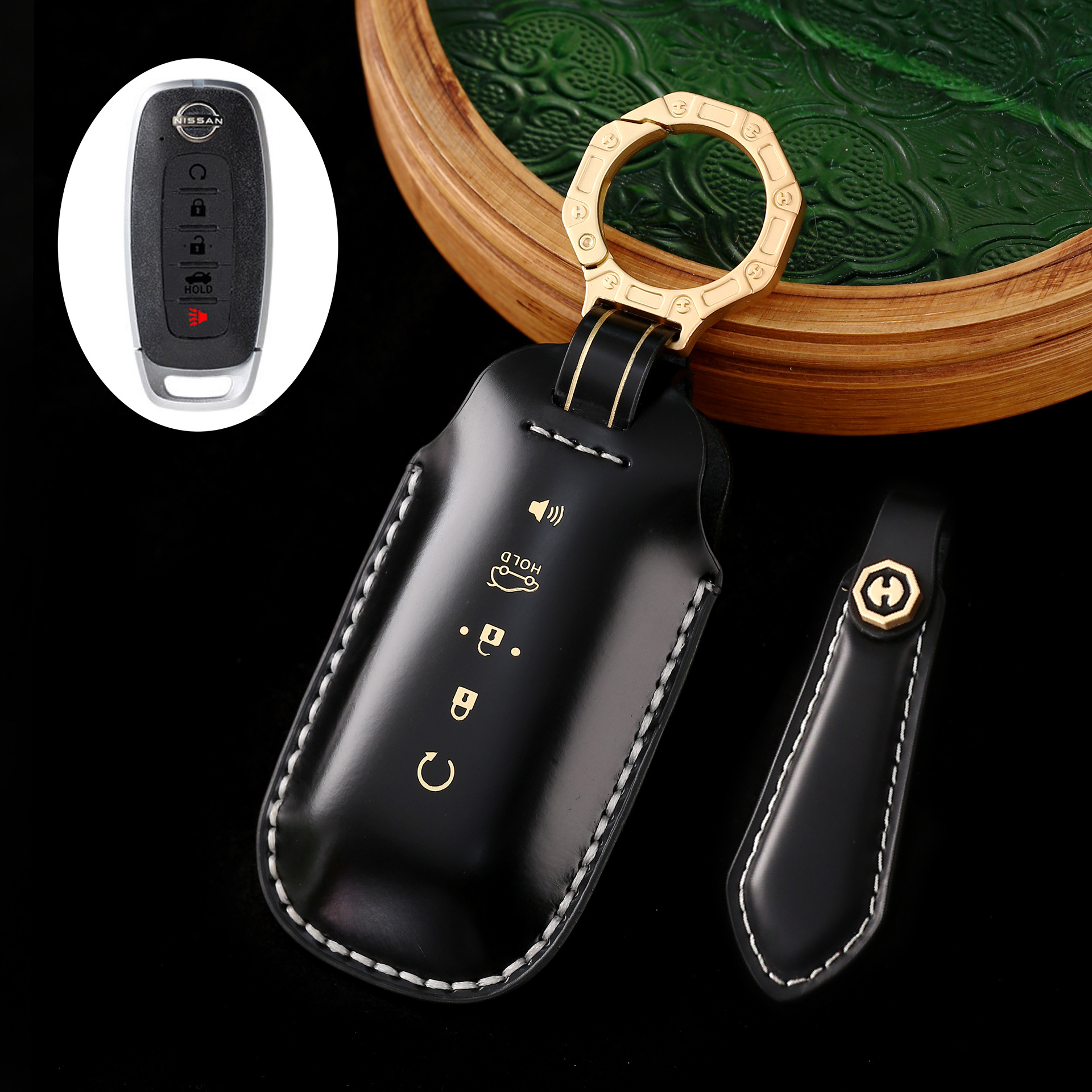 Key Fob Cover For Nissan Teana,Cordovan Leather