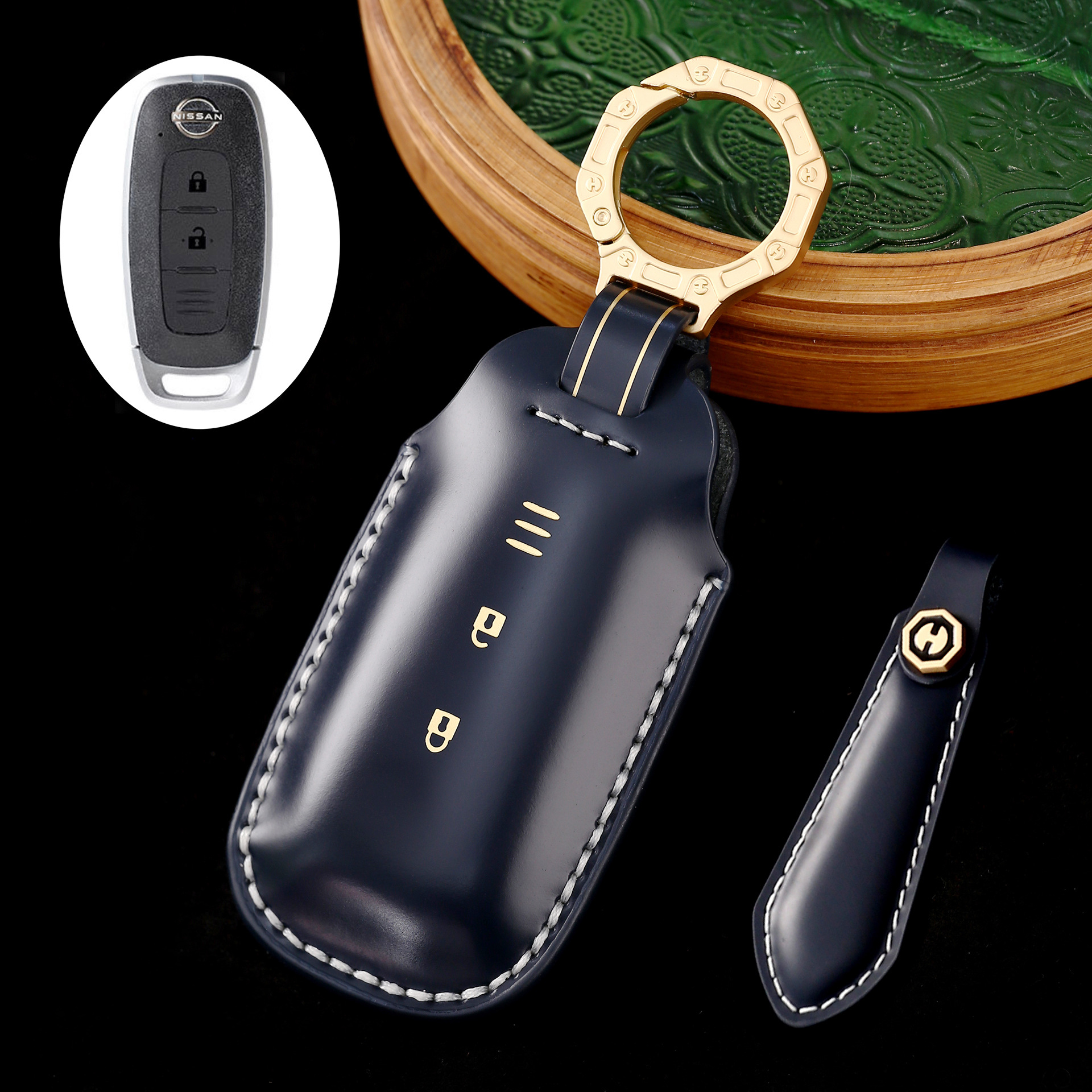 Key Fob Cover For Nissan Teana,Cordovan Leather