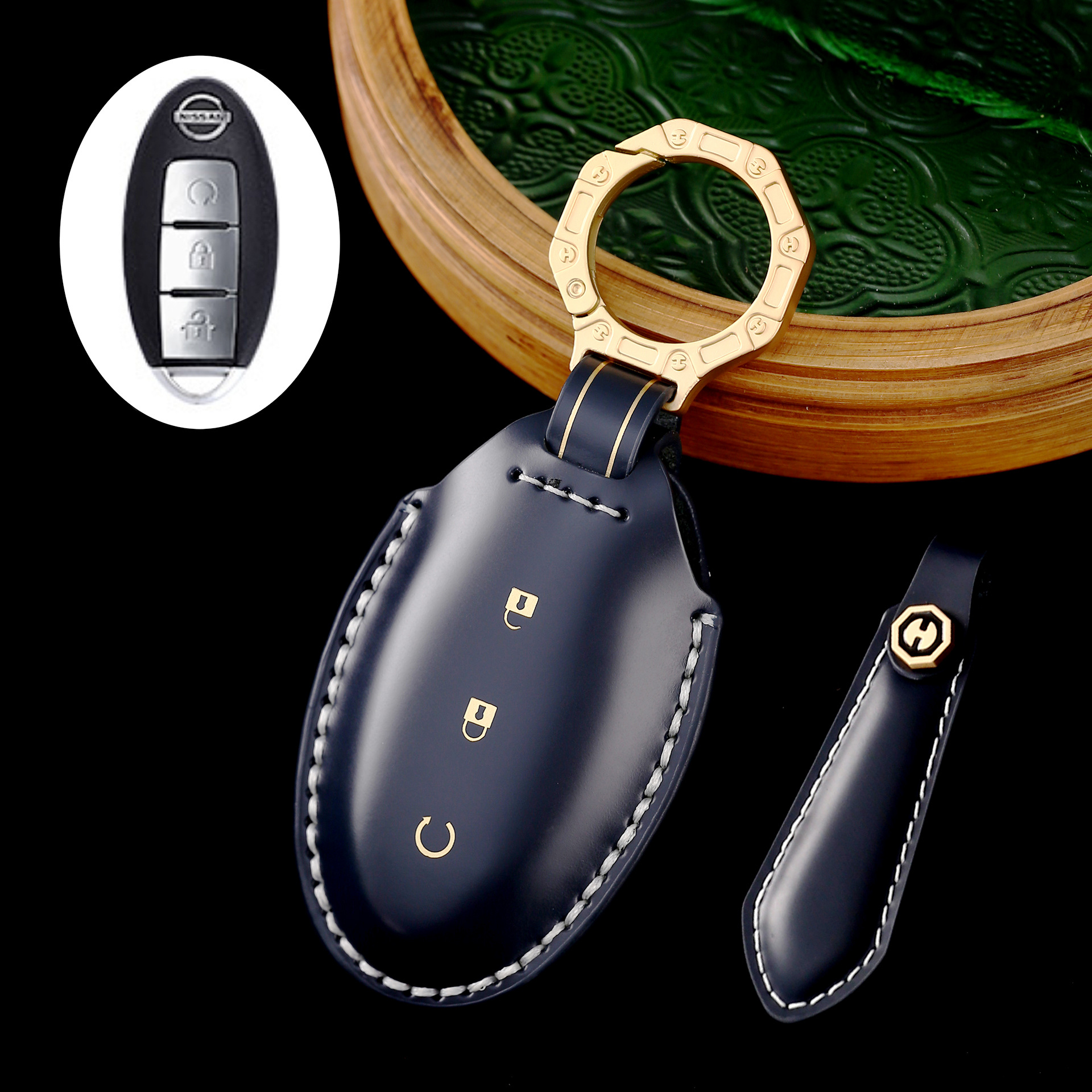 Key Fob Cover For Nissan,Cordovan Leather