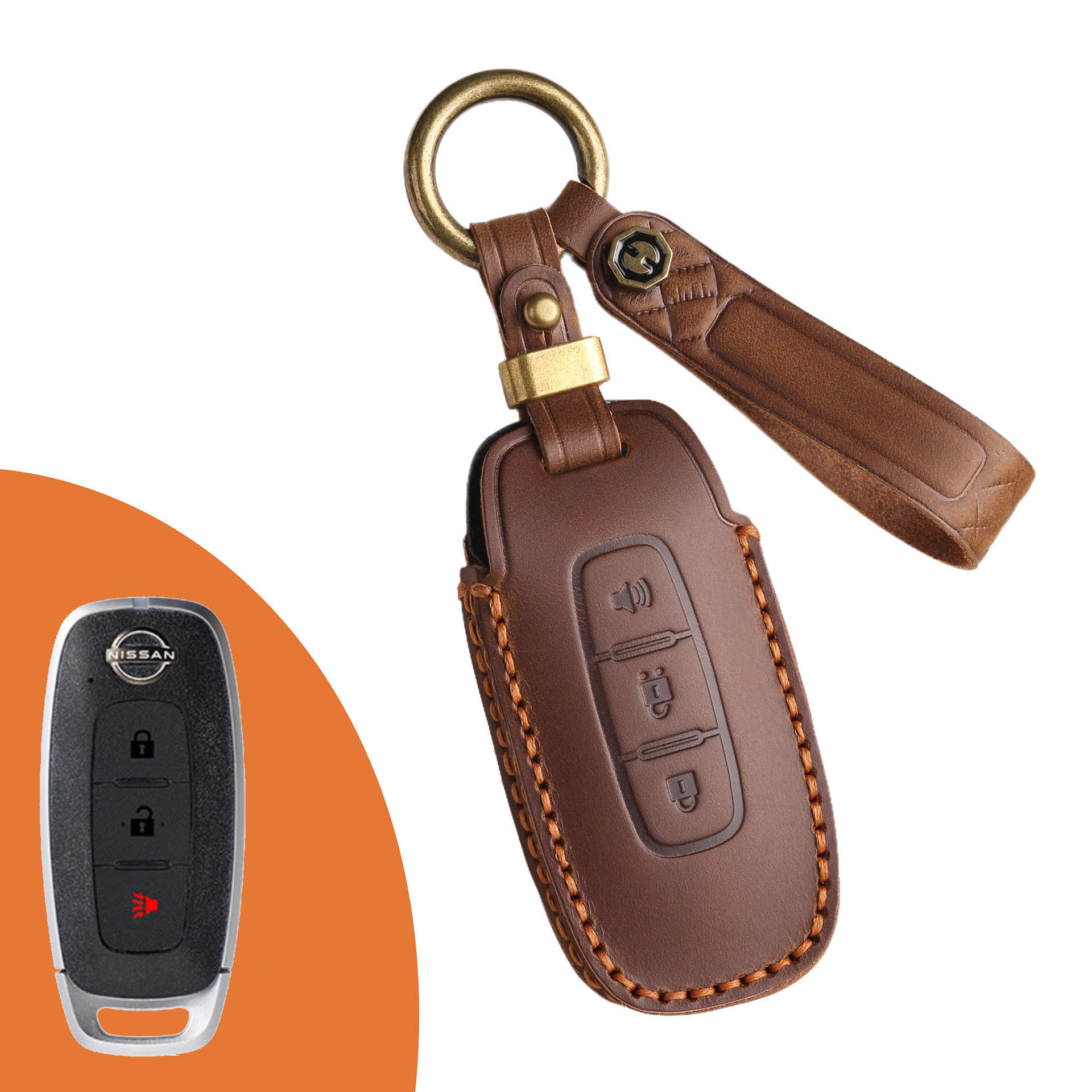 Key Fob Cover For Nissan Teana,Crazy Horse Leather