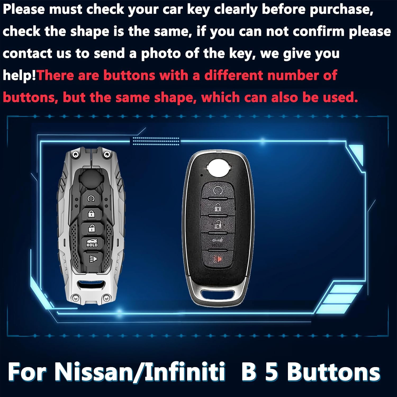 Key Fob Cover For Nissan,Metal-Mecha
