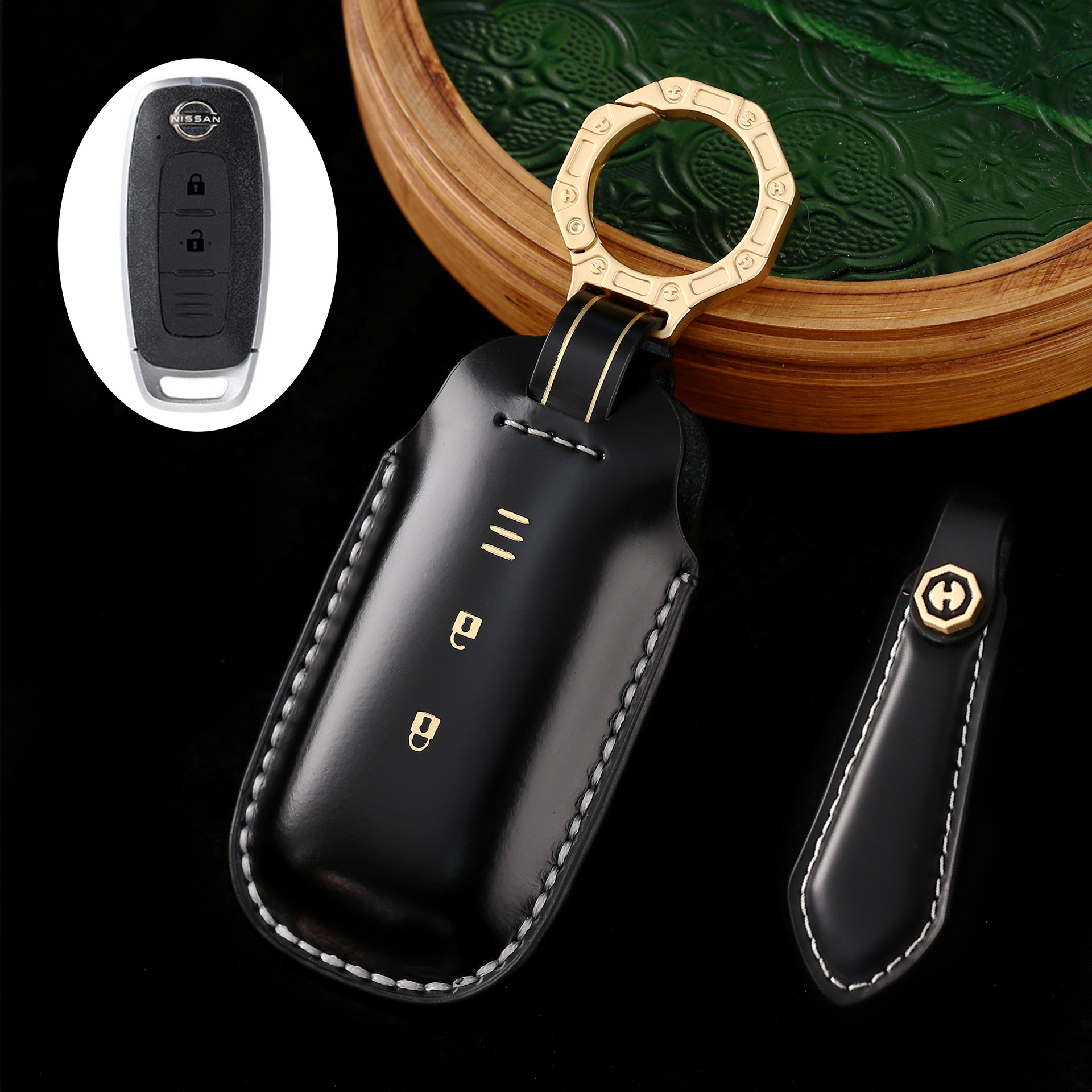 Key Fob Cover For Nissan Teana,Cordovan Leather