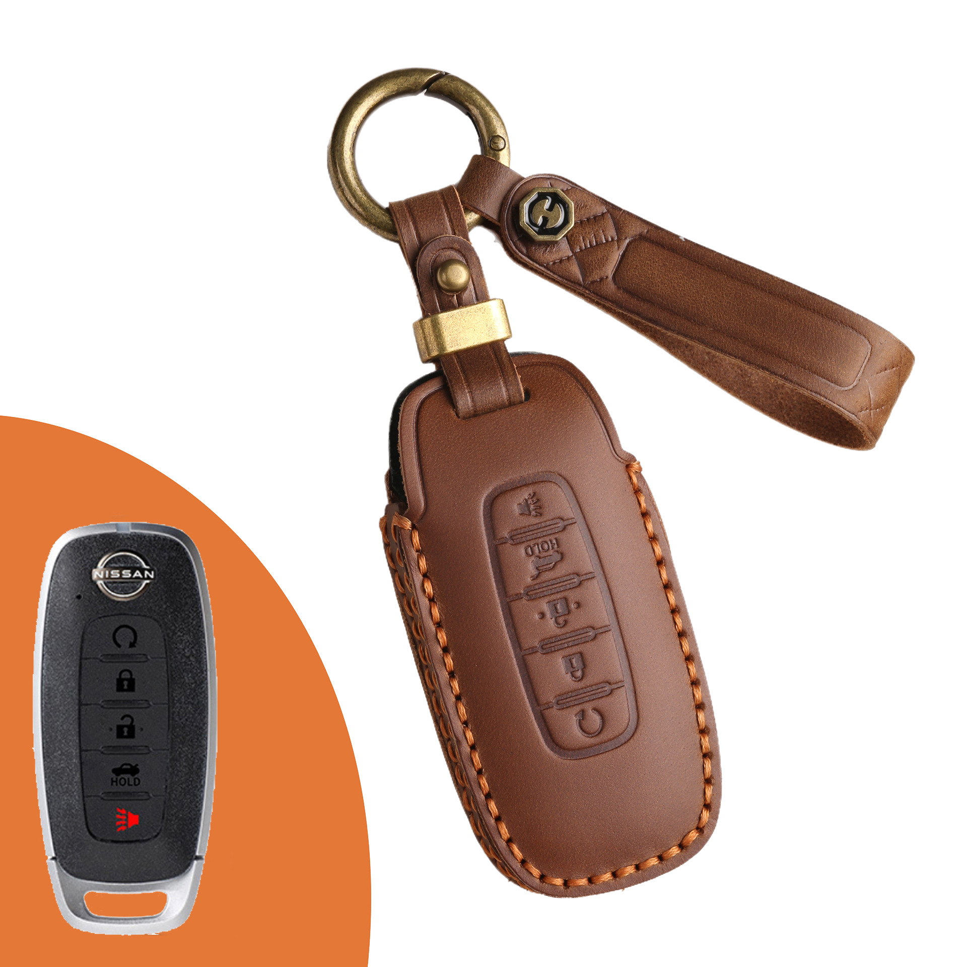 Key Fob Cover For Nissan Teana,Crazy Horse Leather
