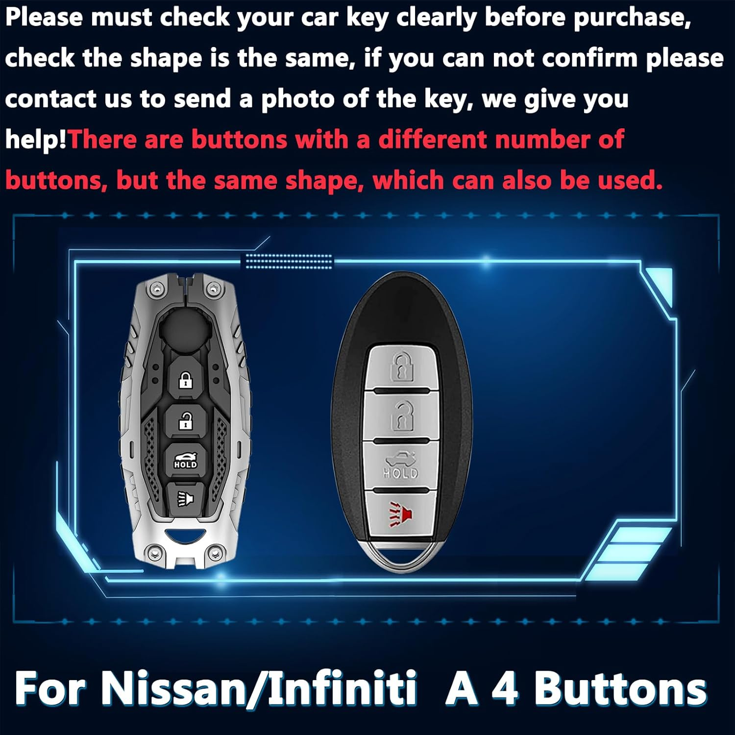Key Fob Cover For Nissan,Metal-Mecha