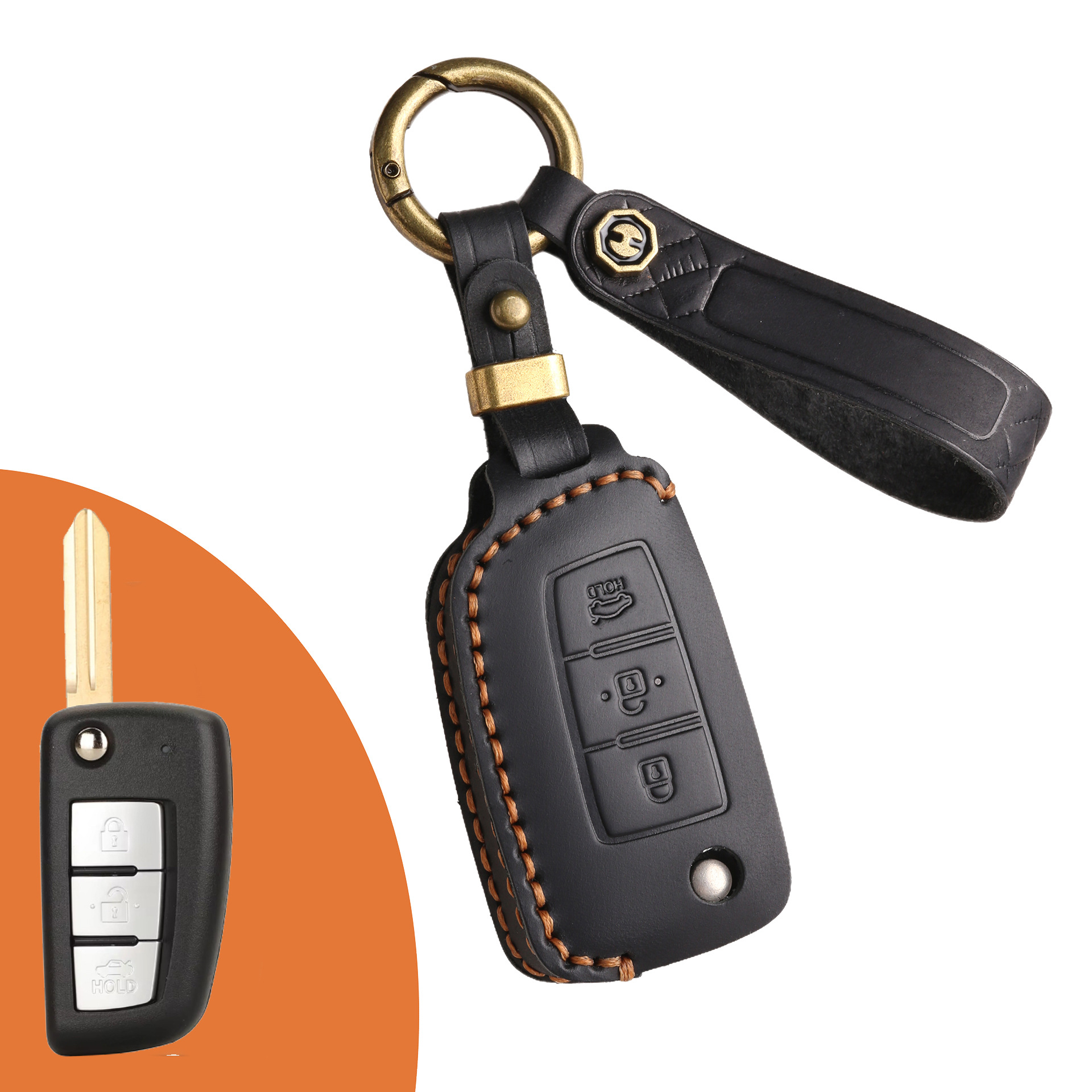 Key Fob Cover For Nissan,Crazy Horse Leather
