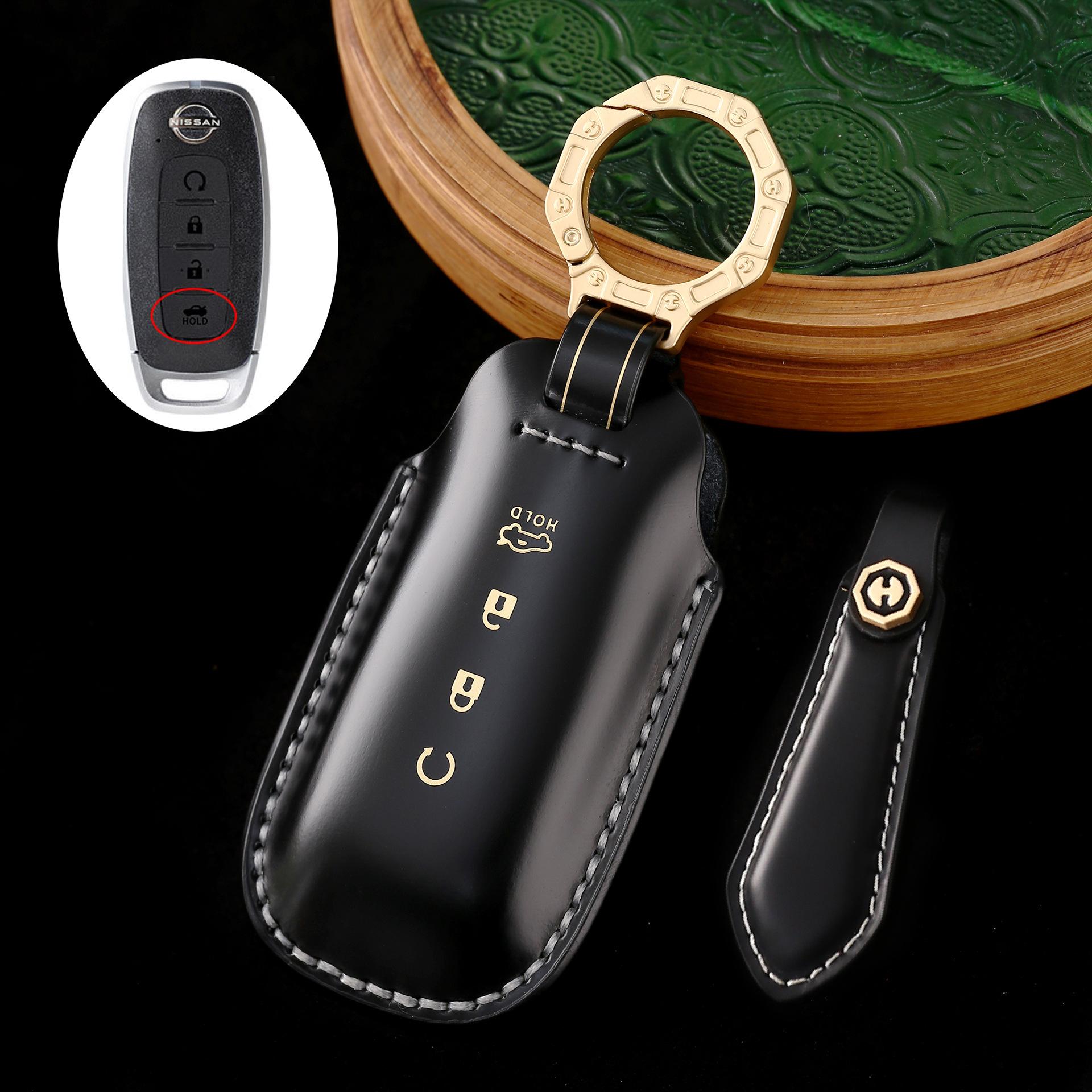 Key Fob Cover For Nissan Teana,Cordovan Leather