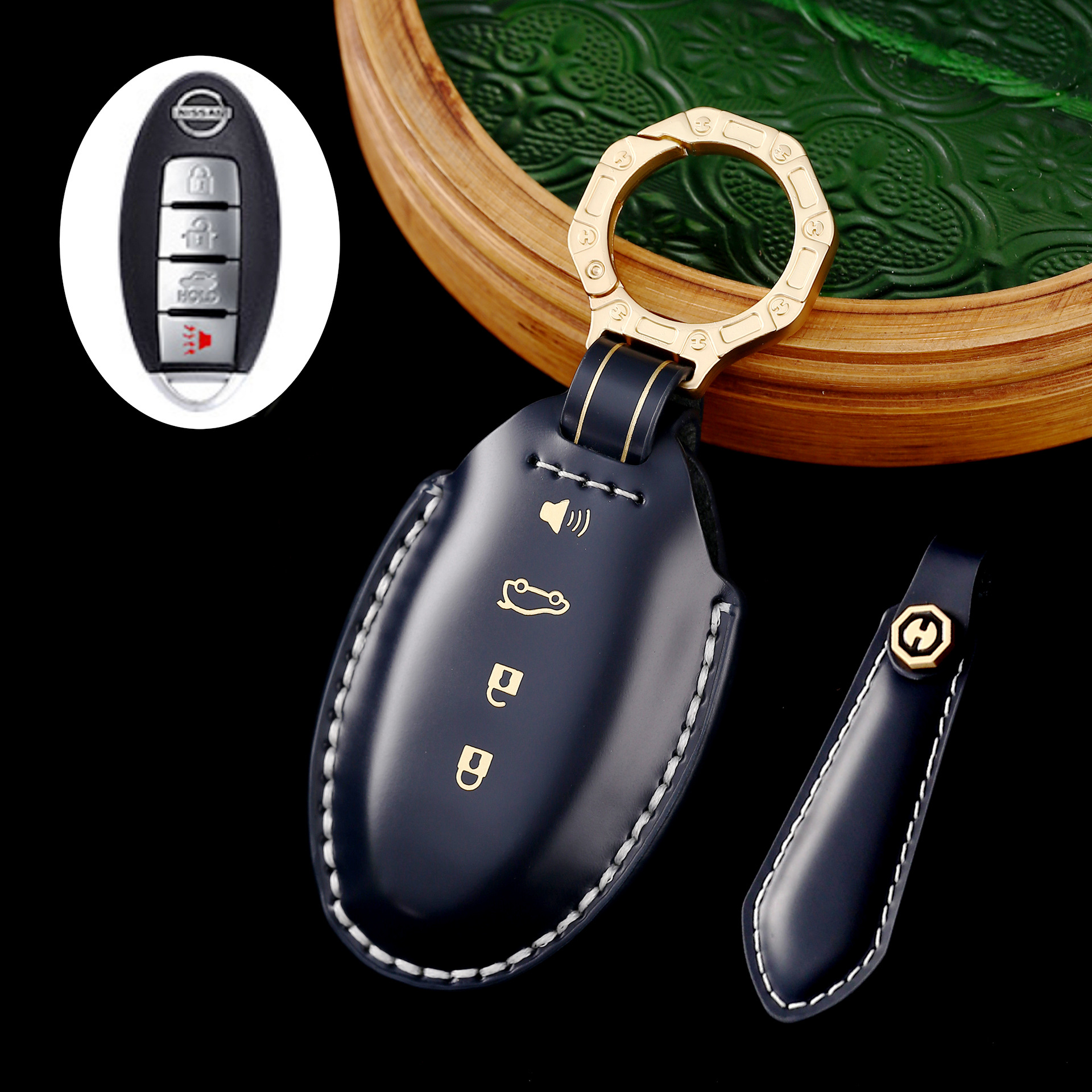 Key Fob Cover For Nissan,Cordovan Leather