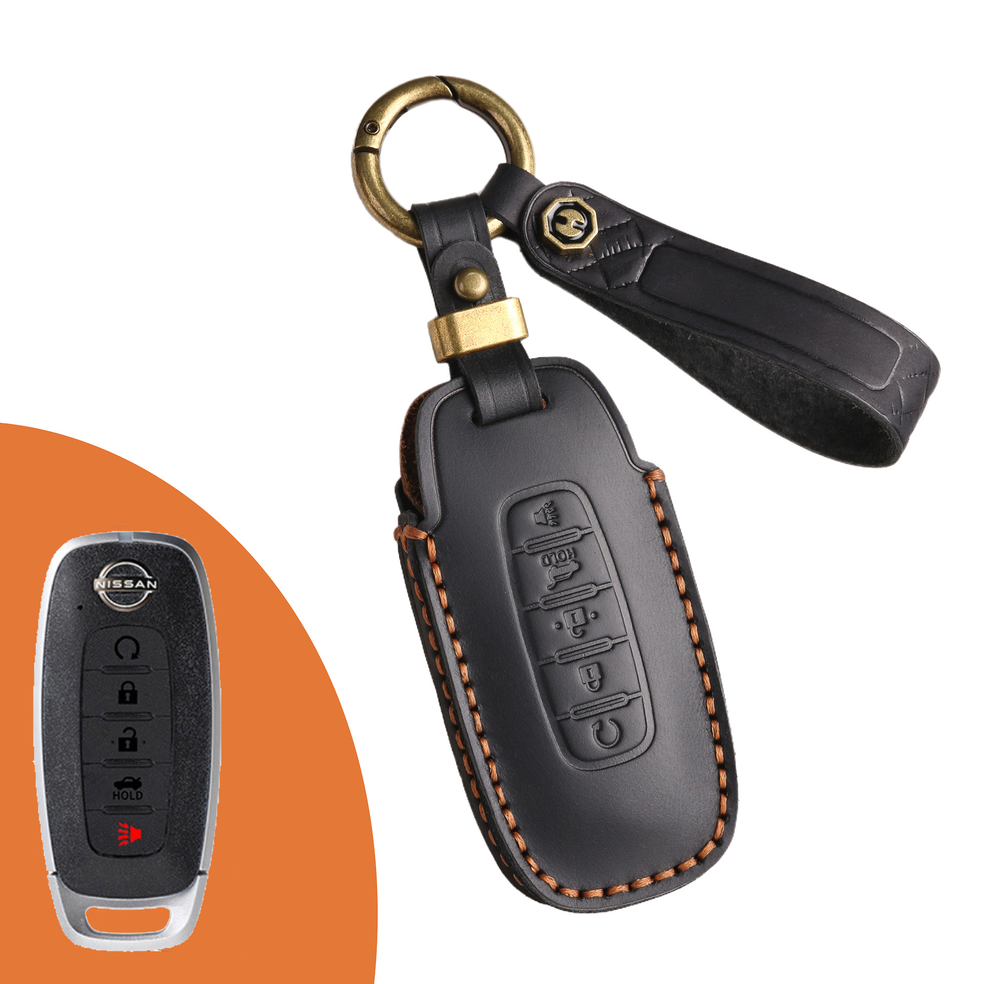 Key Fob Cover For Nissan Teana,Crazy Horse Leather