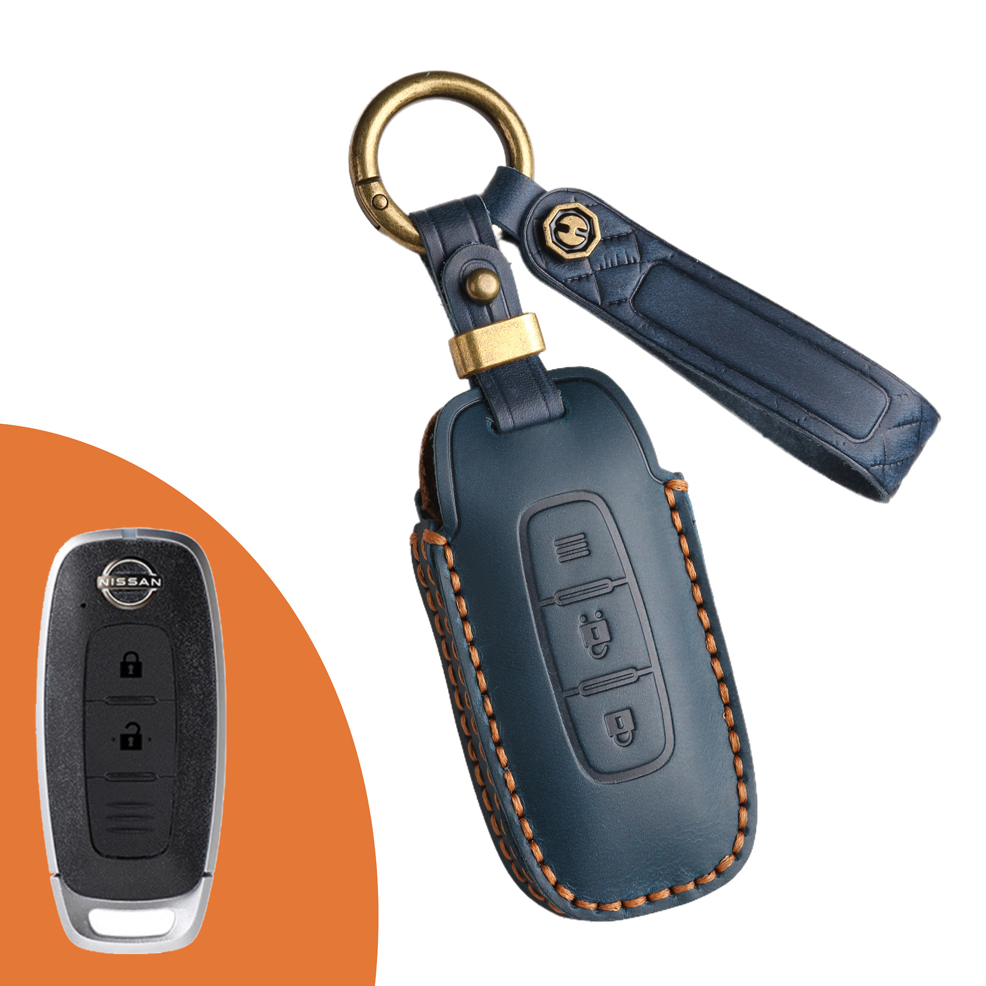 Key Fob Cover For Nissan Teana,Crazy Horse Leather