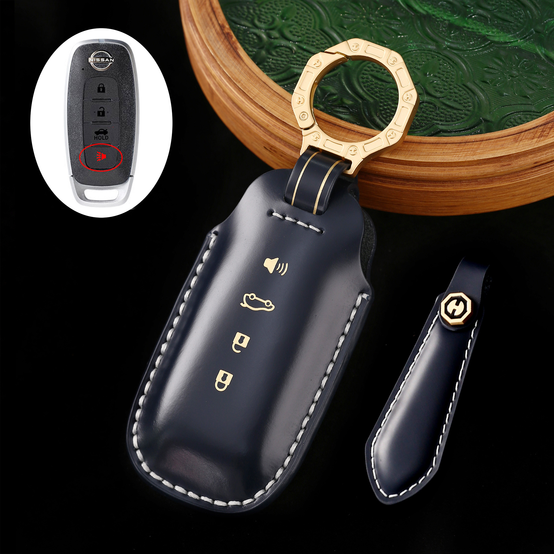 Key Fob Cover For Nissan Teana,Cordovan Leather