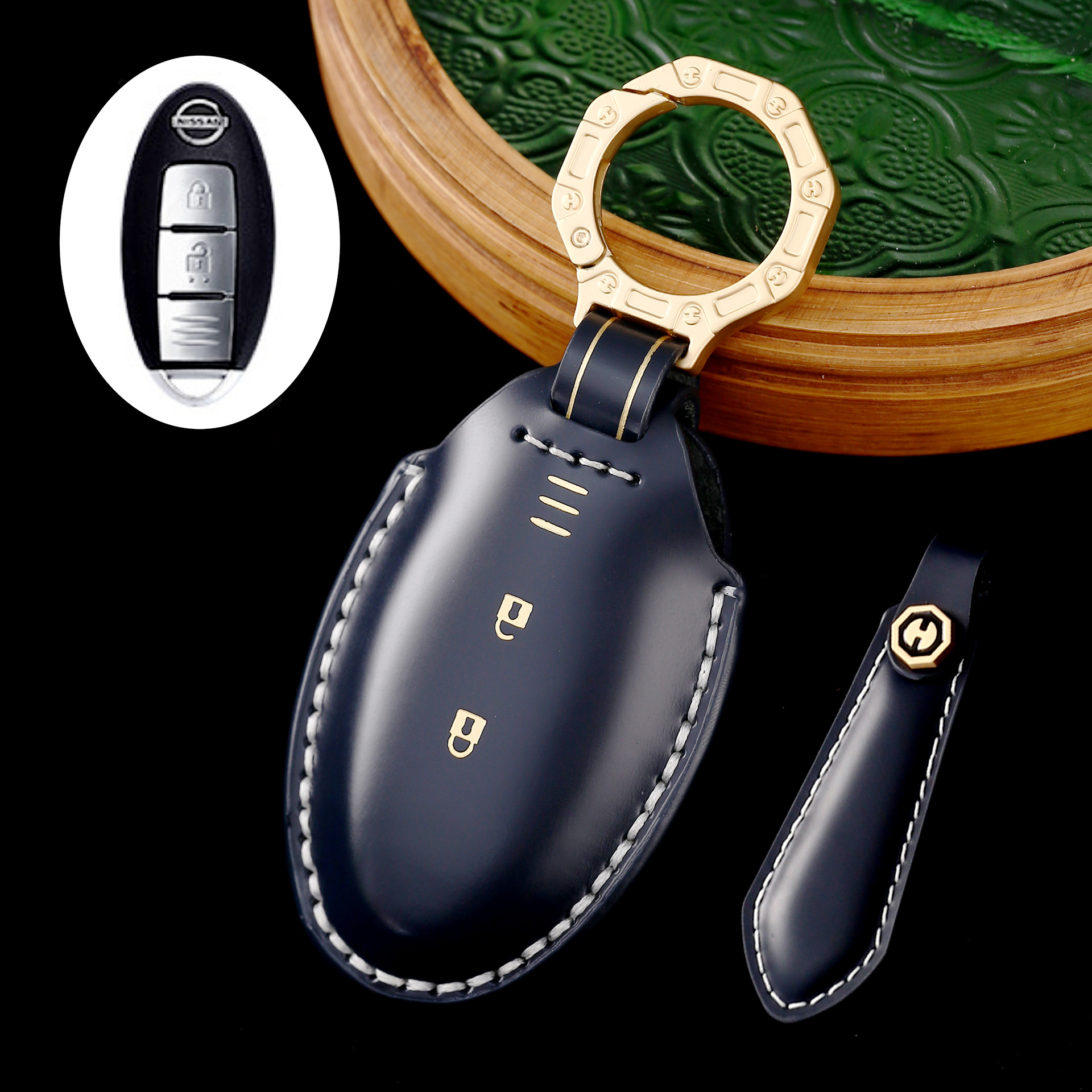 Key Fob Cover For Nissan,Cordovan Leather