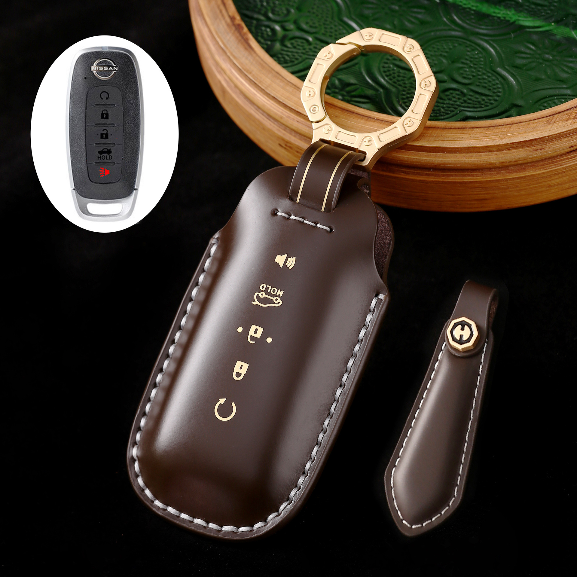 Key Fob Cover For Nissan Teana,Cordovan Leather