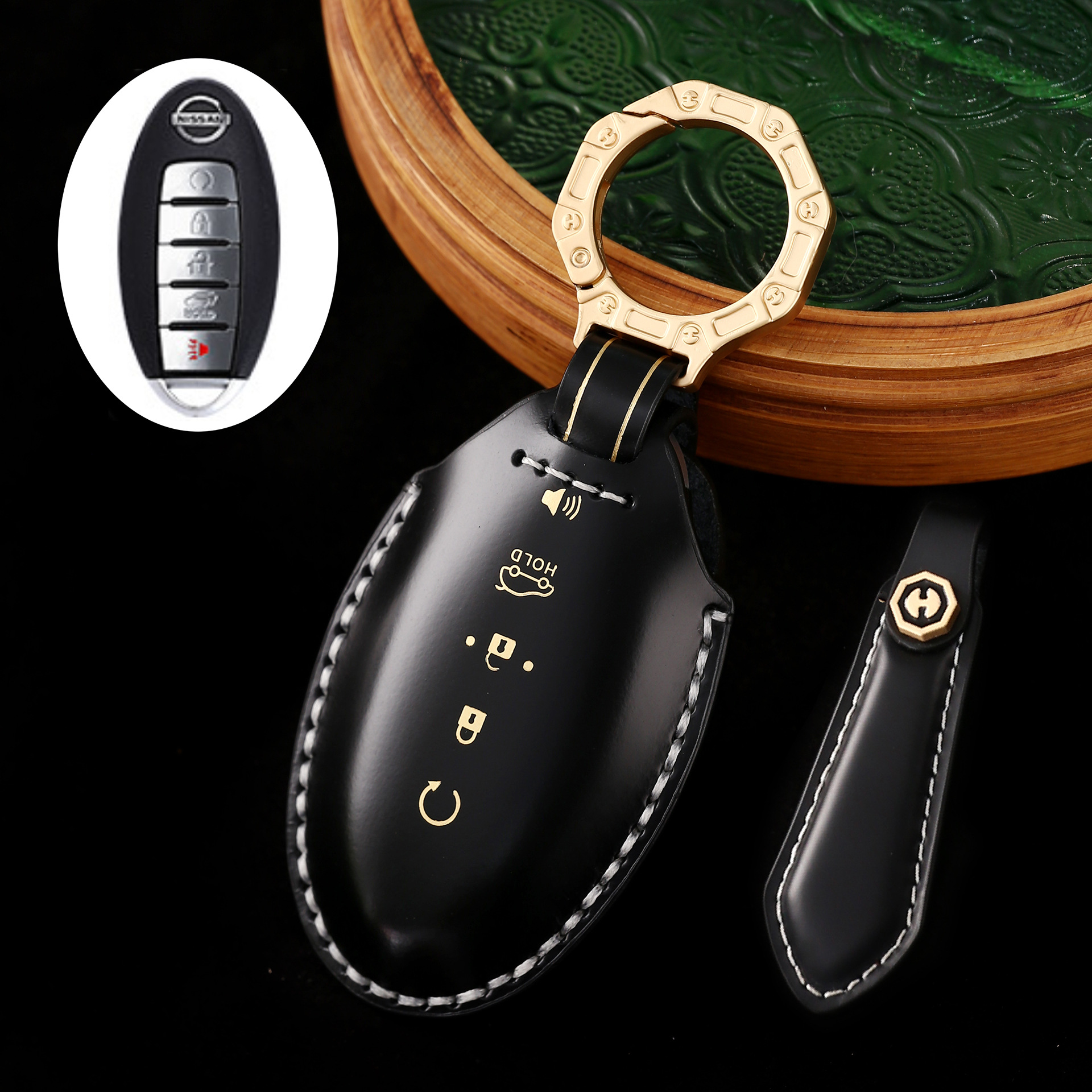 Key Fob Cover For Nissan,Cordovan Leather