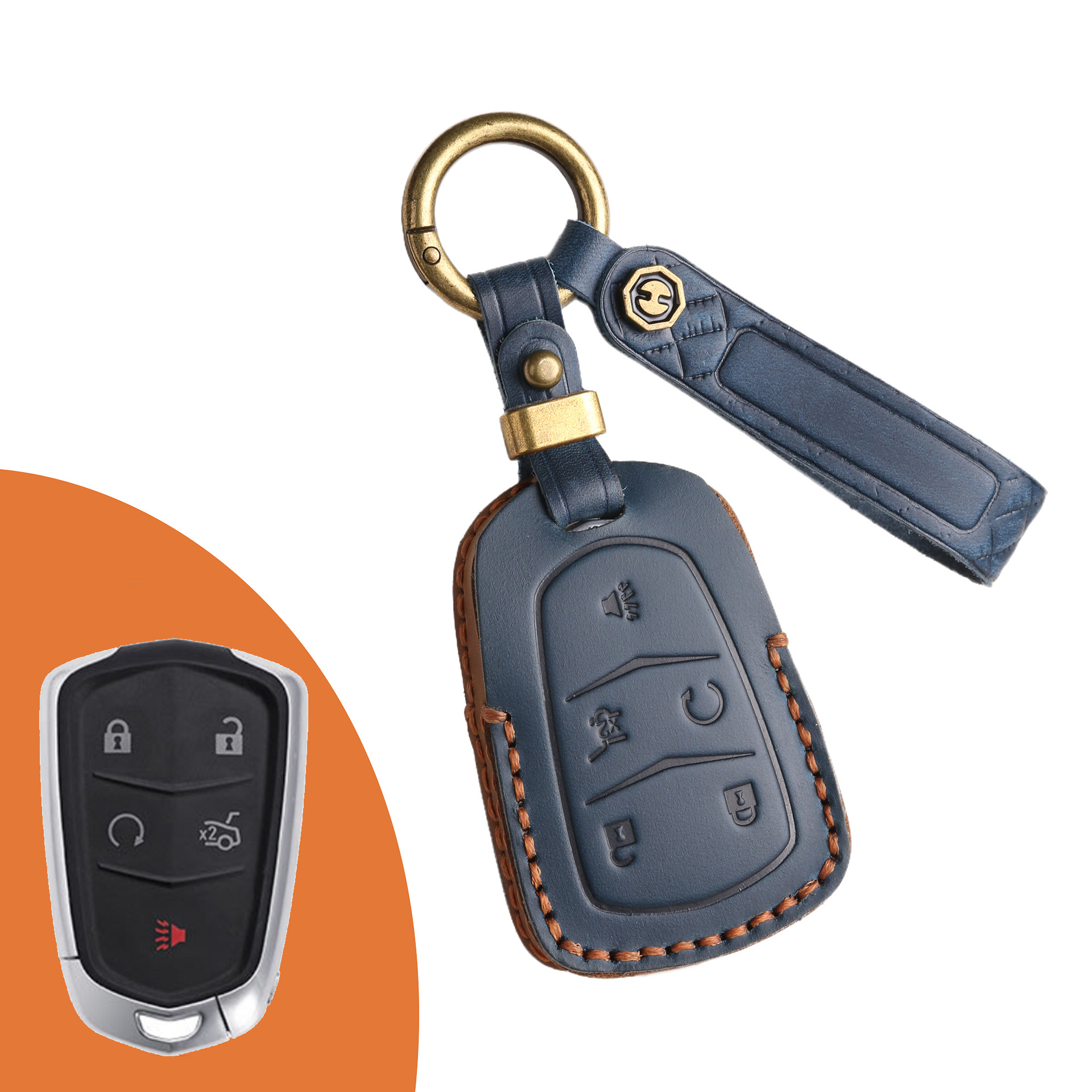 Key Fob Cover For Cadillac ATS,Crazy Horse Leather