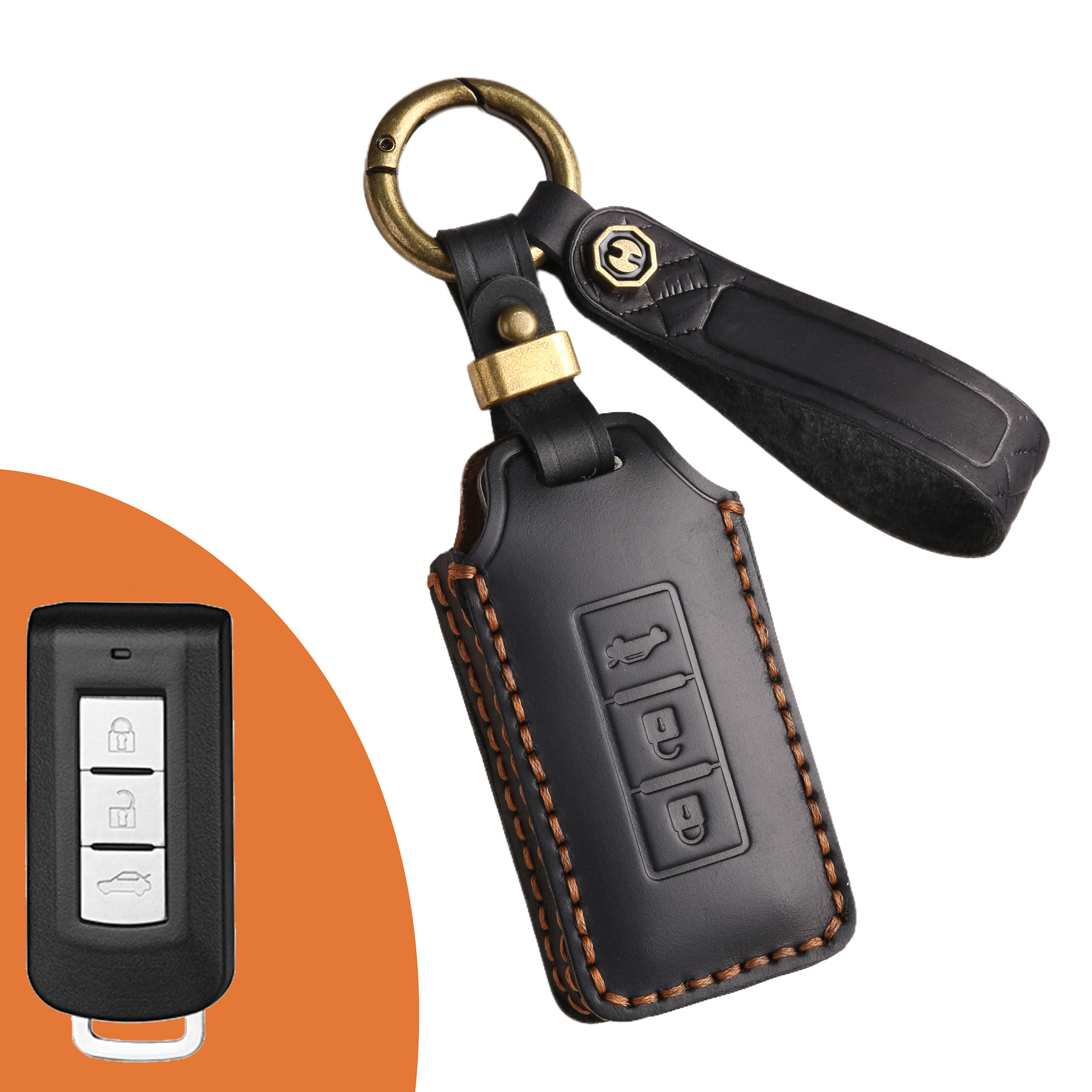Key Fob Cover For Mitsubishi ,Crazy Horse Leather