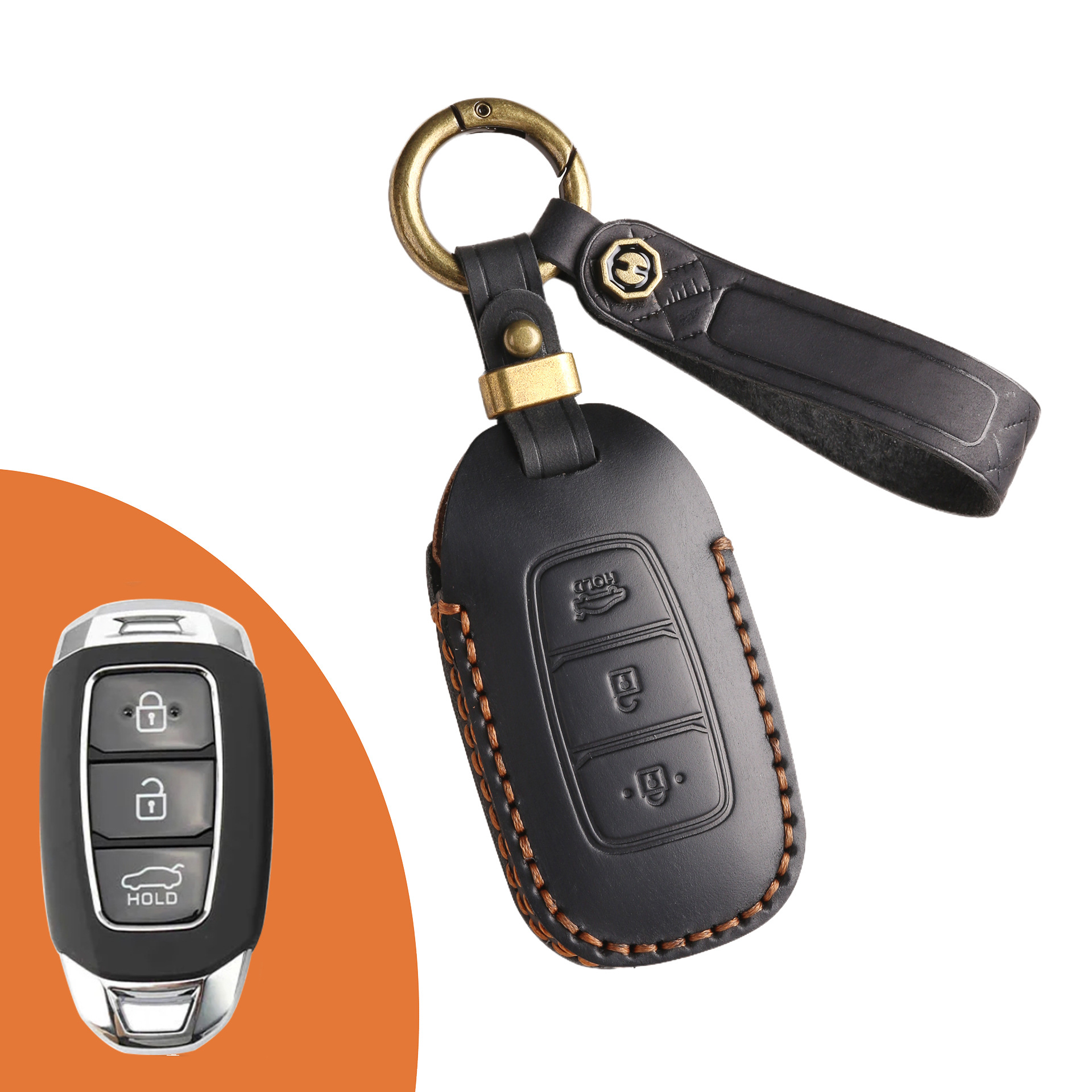Key Fob Cover For Hyundai Elantra,Crazy Horse Leather