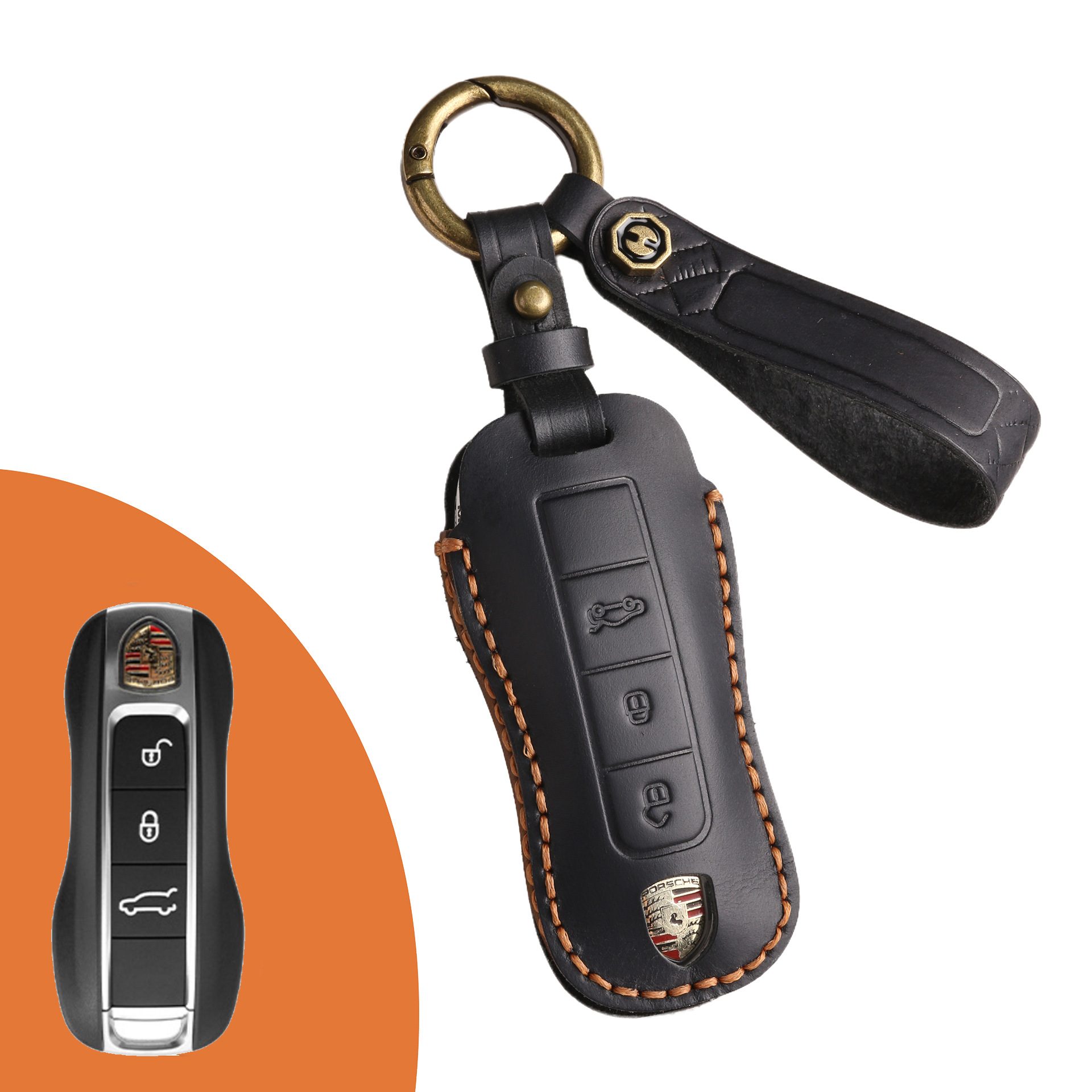 Key Fob Cover For Porsche,Crazy Horse Leather