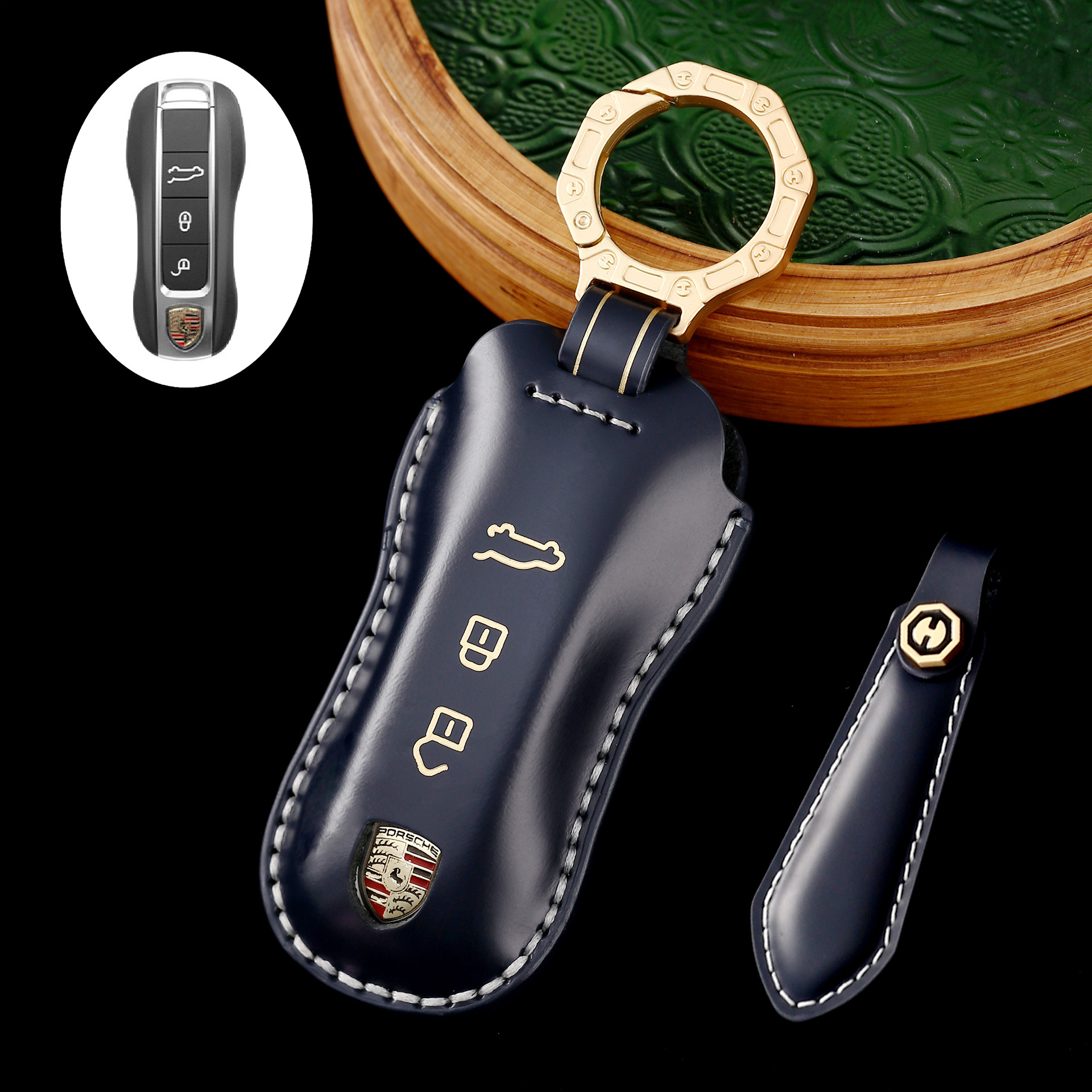Key Fob Cover For Porsche 911,Cordovan Leather