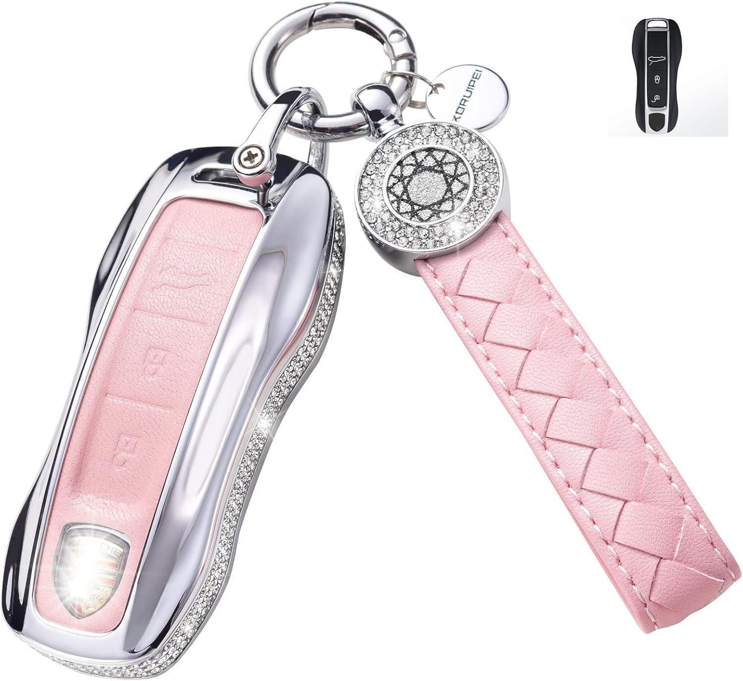 Key Fob Cover For Porsche Metal-Diamond, Pink