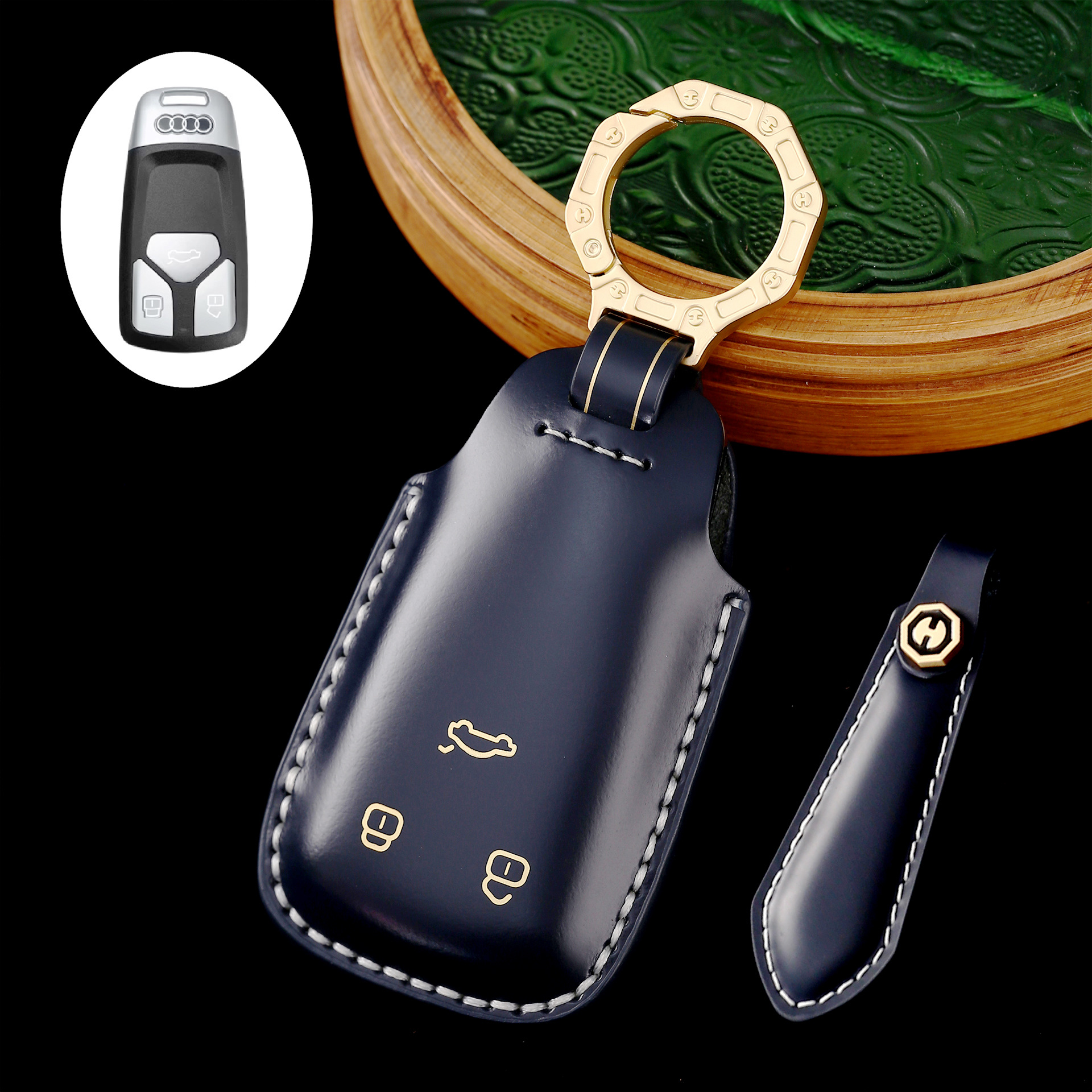 Key Fob Cover For Audi A6,Cordovan Leather