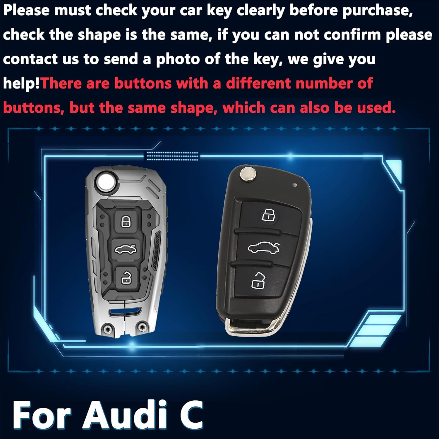 Key Fob Cover For Audi A6,Metal-Mecha