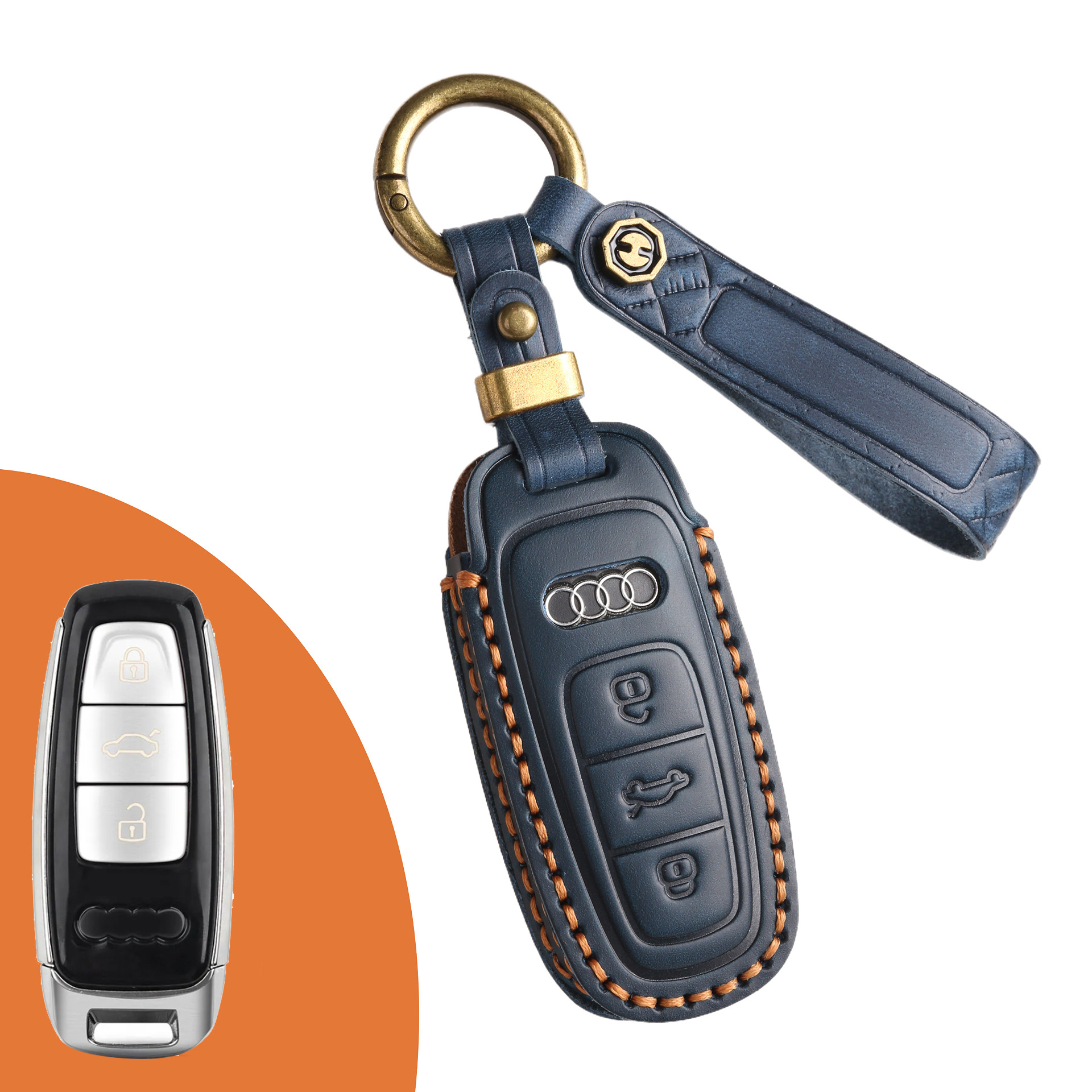 Key Fob Cover For Audi Q8,Crazy Horse Leather