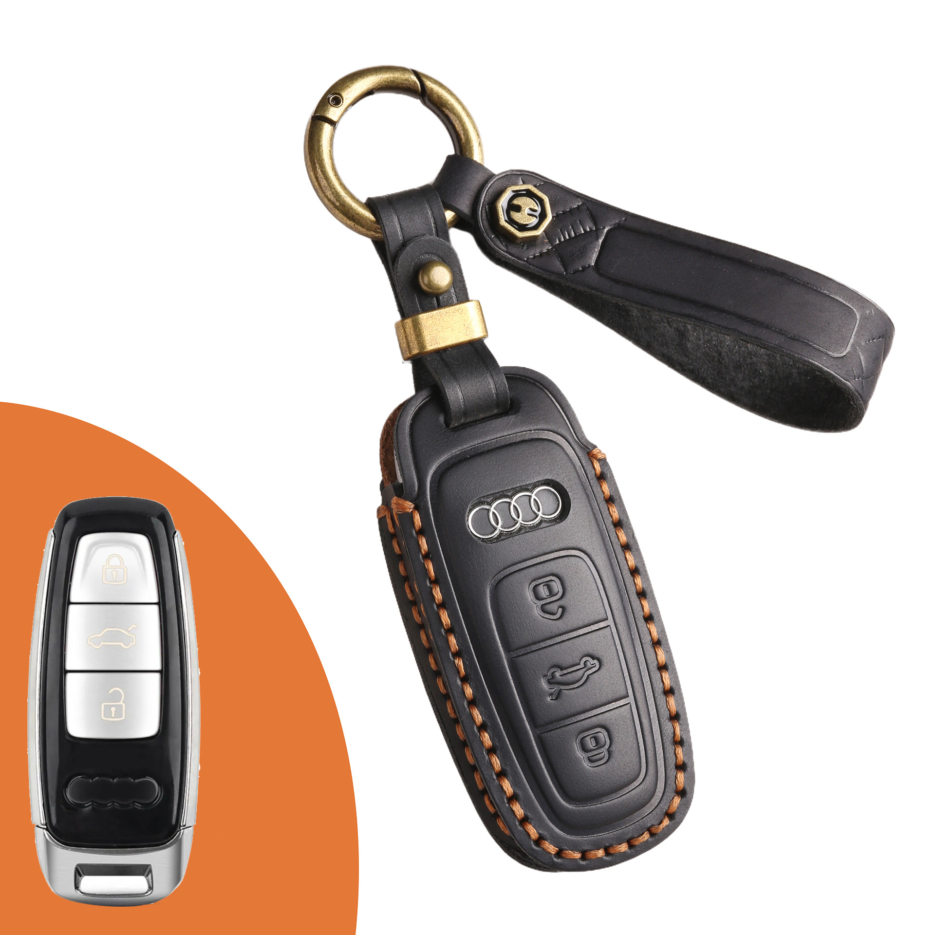 Key Fob Cover For Audi Q8,Crazy Horse Leather